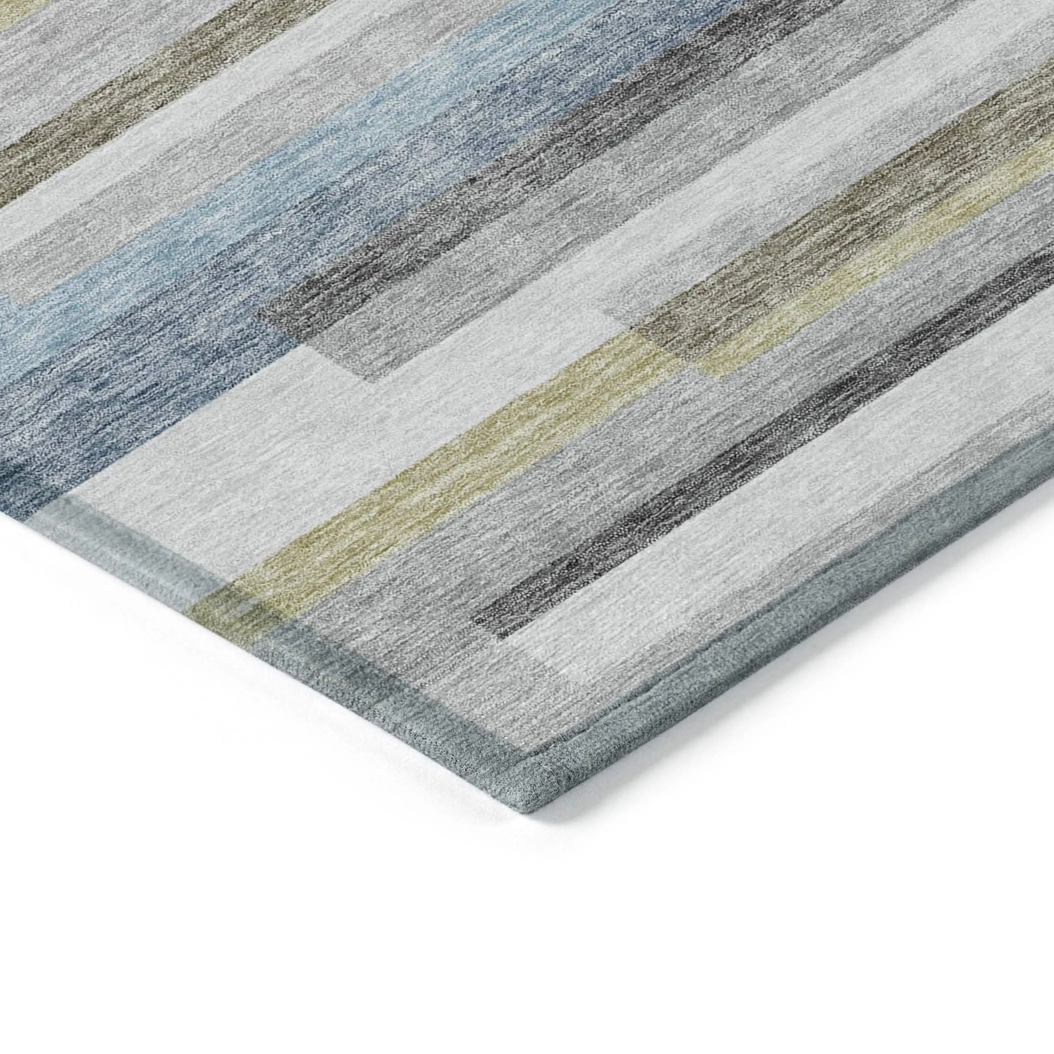 Machine Washable Indoor/ Outdoor Chantille Contempory Stripe Rug