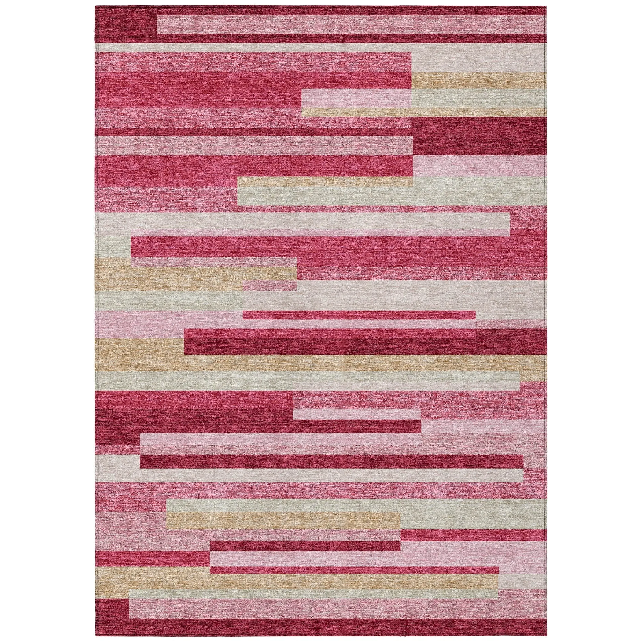 Machine Washable Indoor/ Outdoor Chantille Contempory Stripe Rug