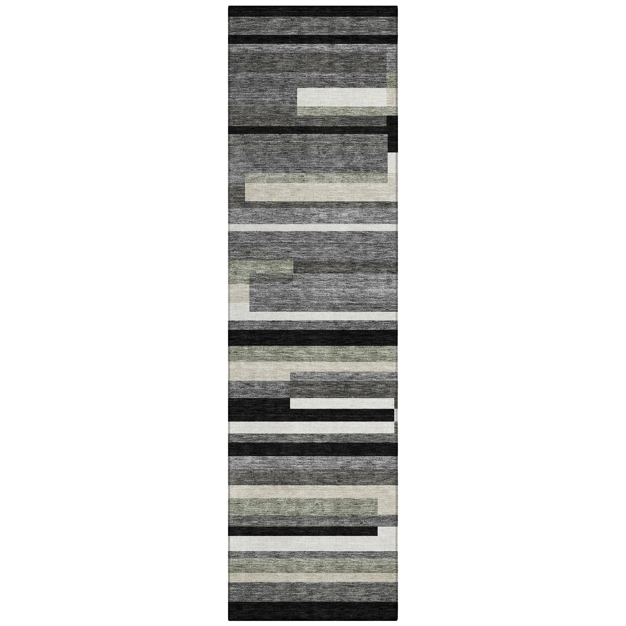 Machine Washable Indoor/ Outdoor Chantille Contempory Stripe Rug