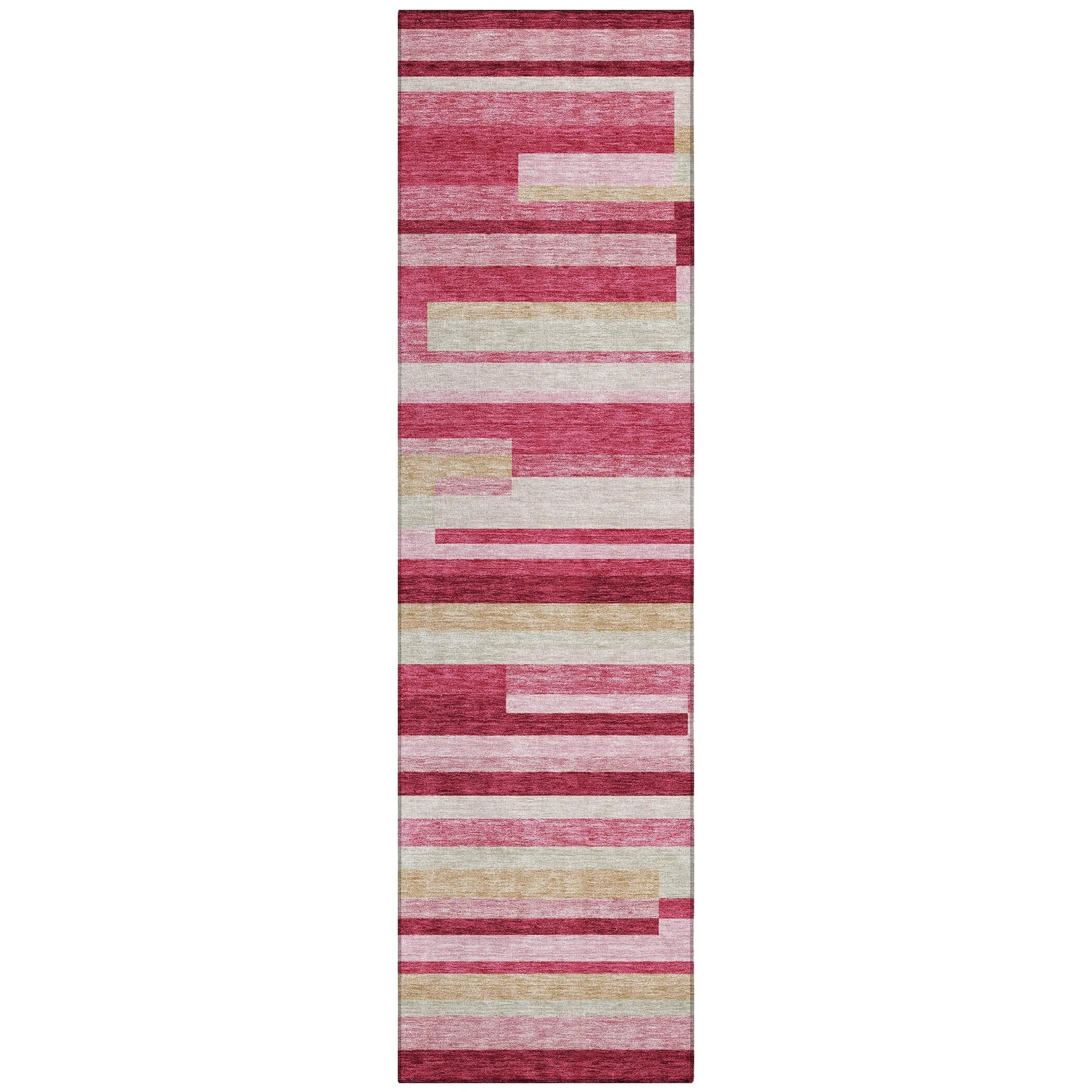 Machine Washable Indoor/ Outdoor Chantille Contempory Stripe Rug