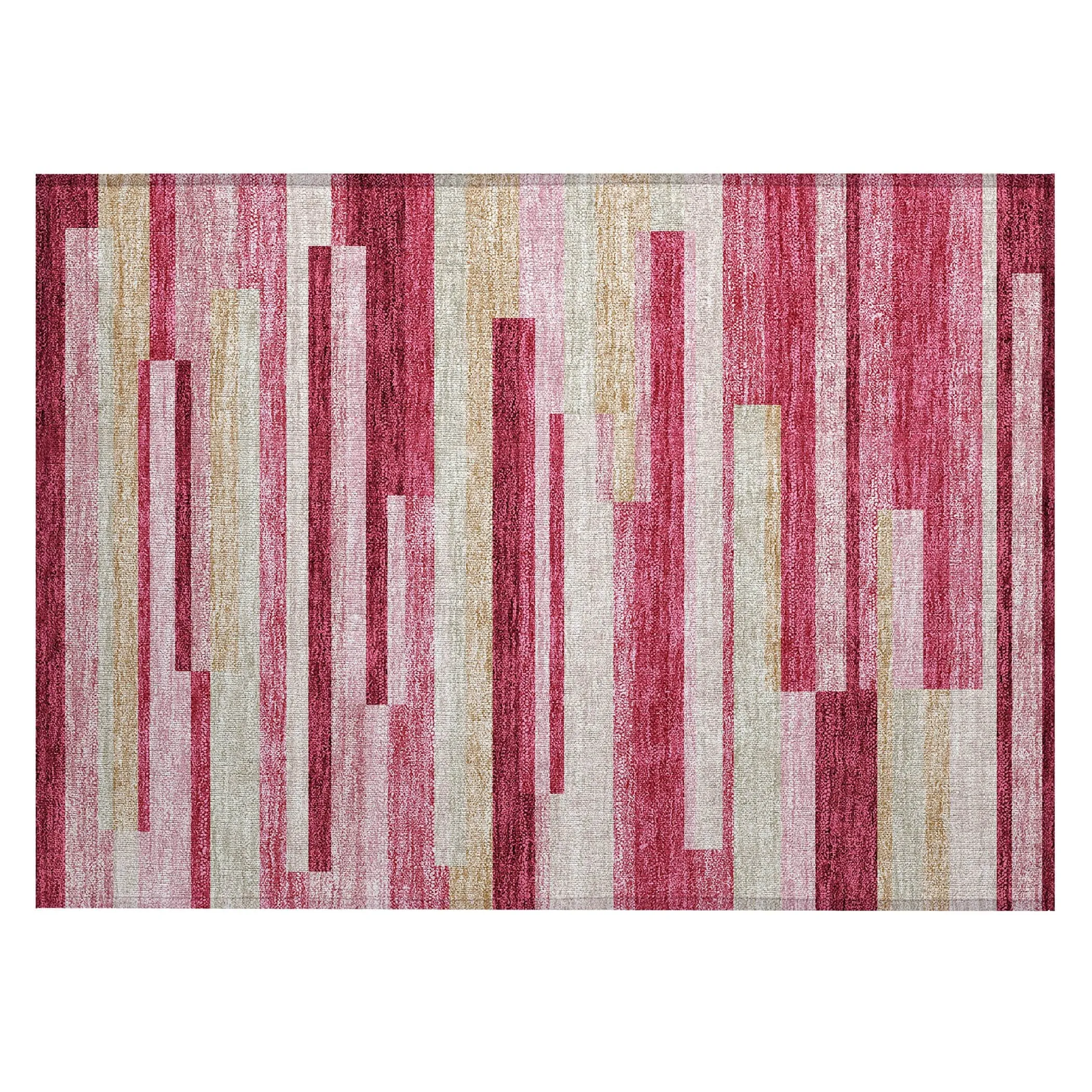 Machine Washable Indoor/ Outdoor Chantille Contempory Stripe Rug