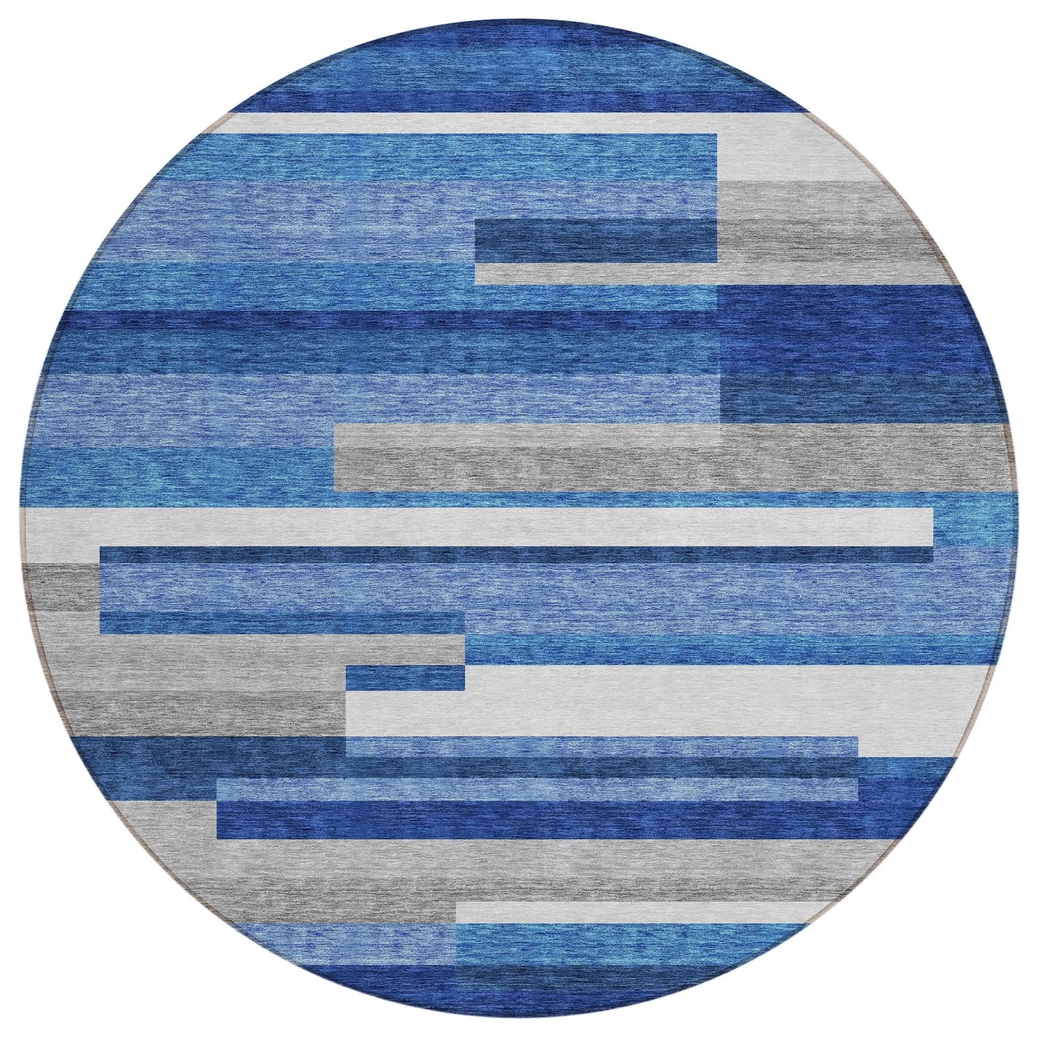 Machine Washable Indoor/ Outdoor Chantille Contempory Stripe Rug