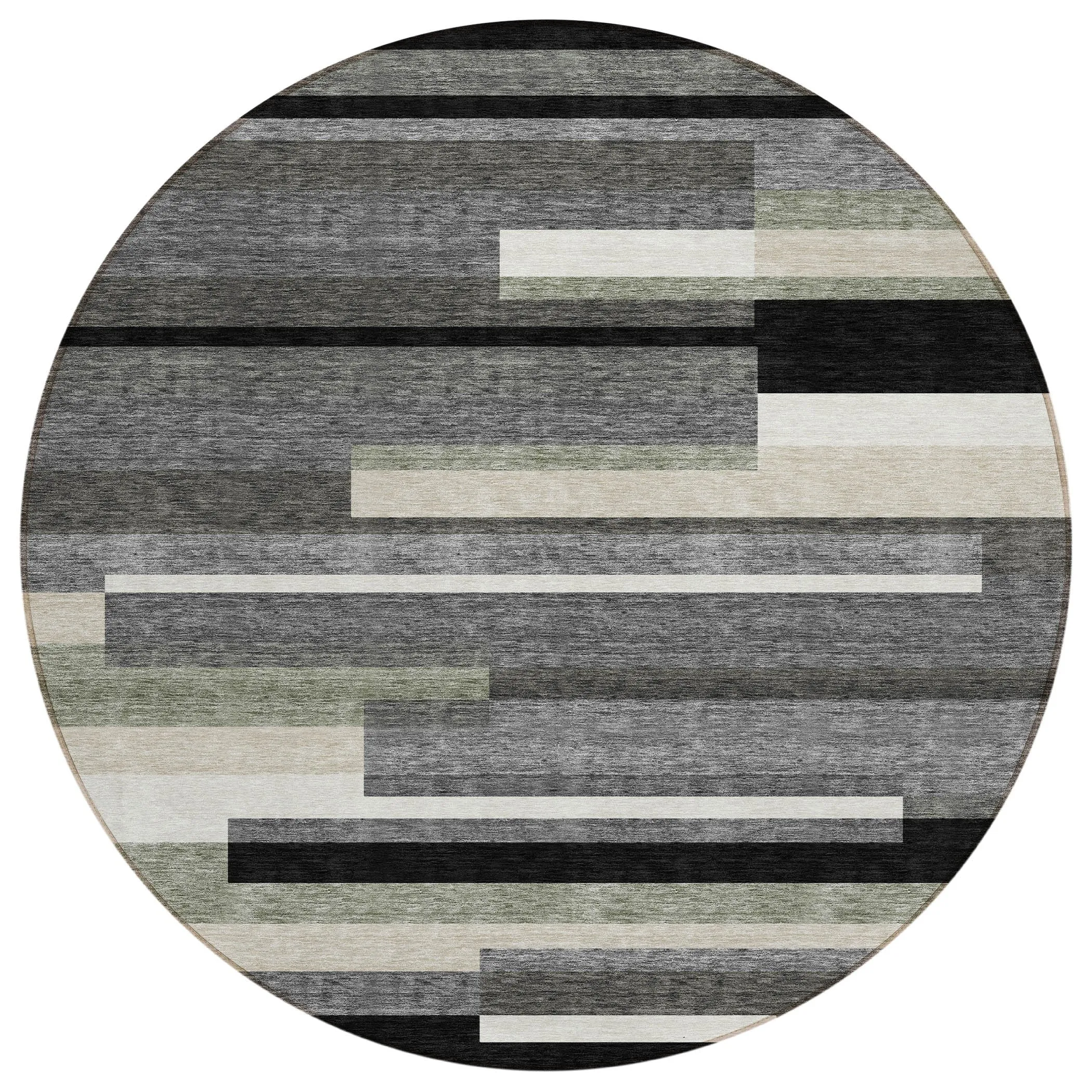 Machine Washable Indoor/ Outdoor Chantille Contempory Stripe Rug