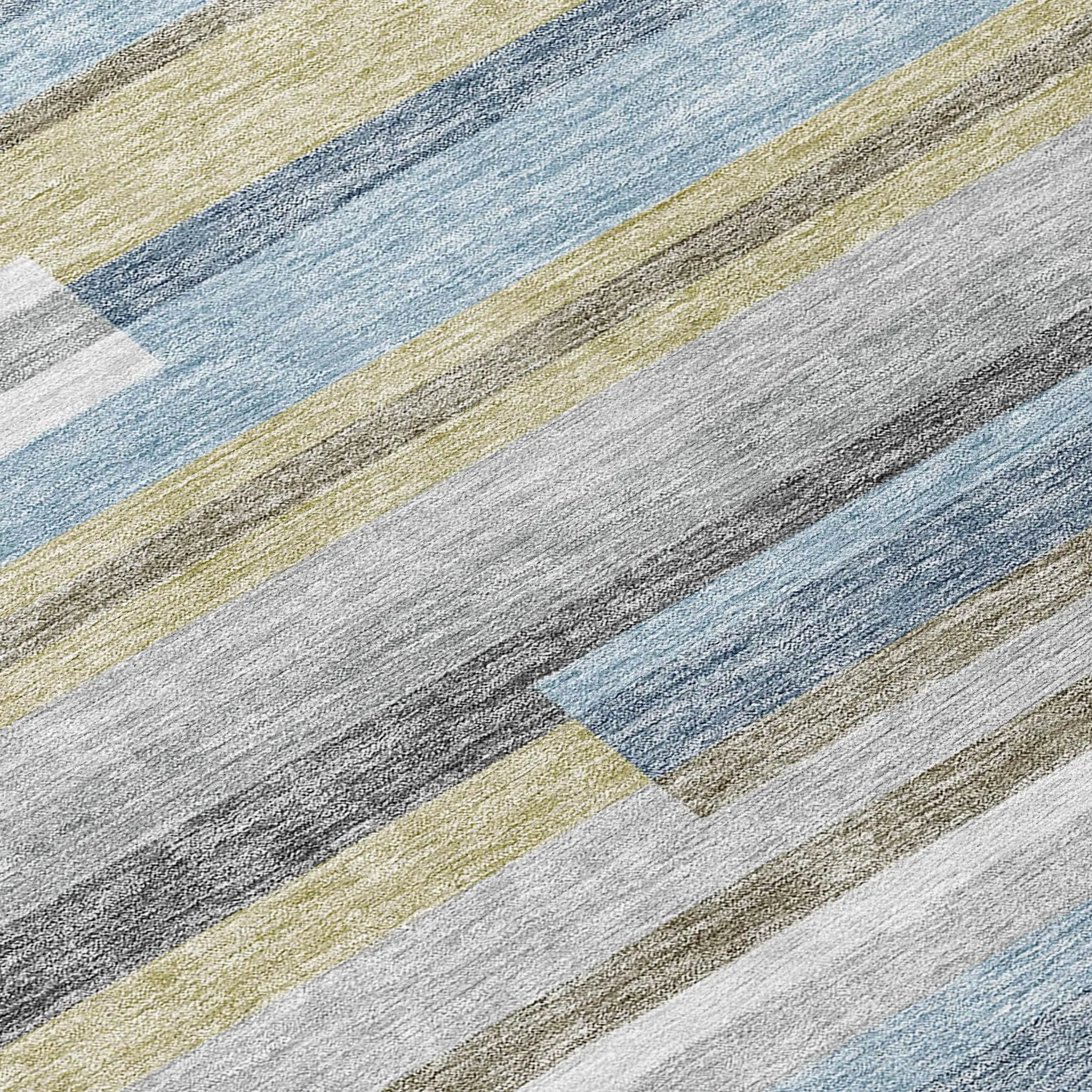 Machine Washable Indoor/ Outdoor Chantille Contempory Stripe Rug