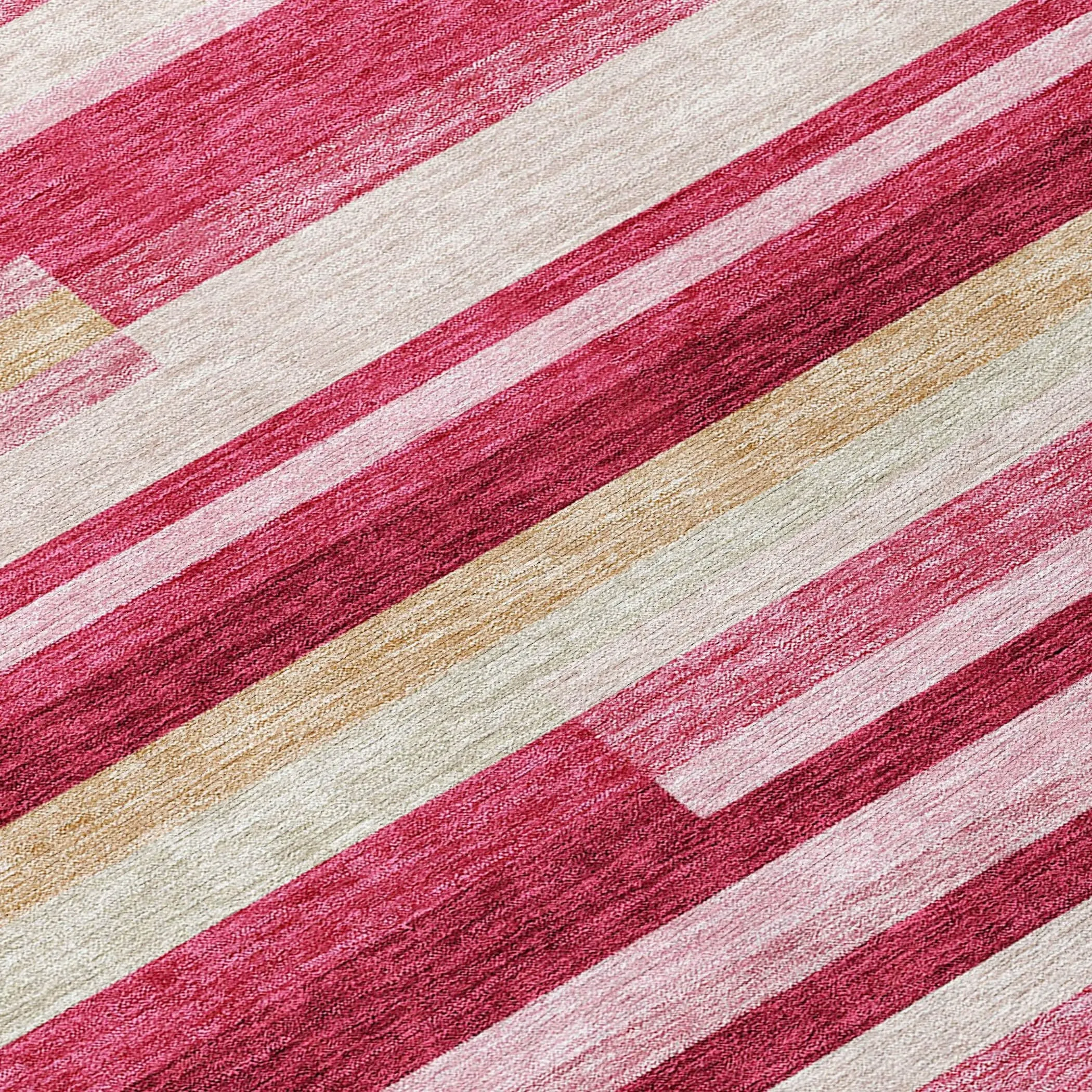 Machine Washable Indoor/ Outdoor Chantille Contempory Stripe Rug