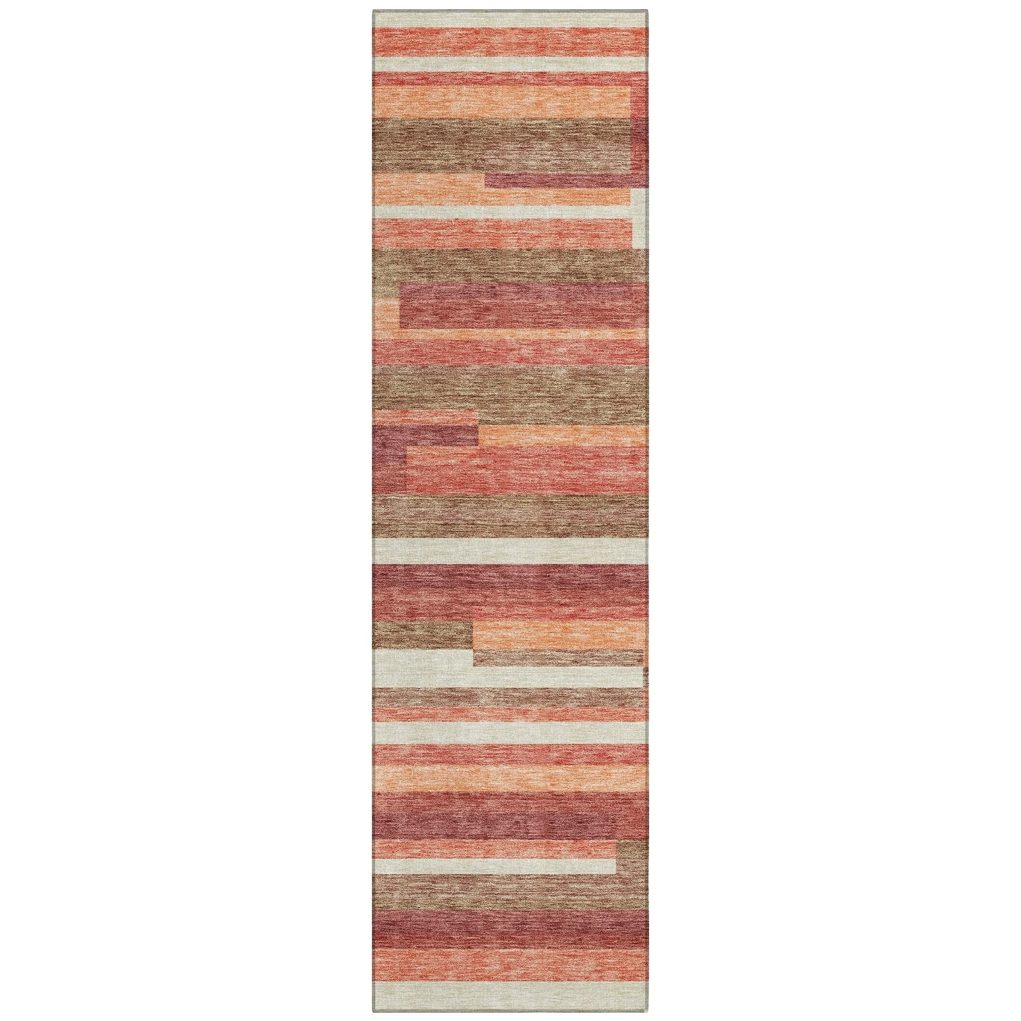 Machine Washable Indoor/ Outdoor Chantille Contempory Stripe Rug