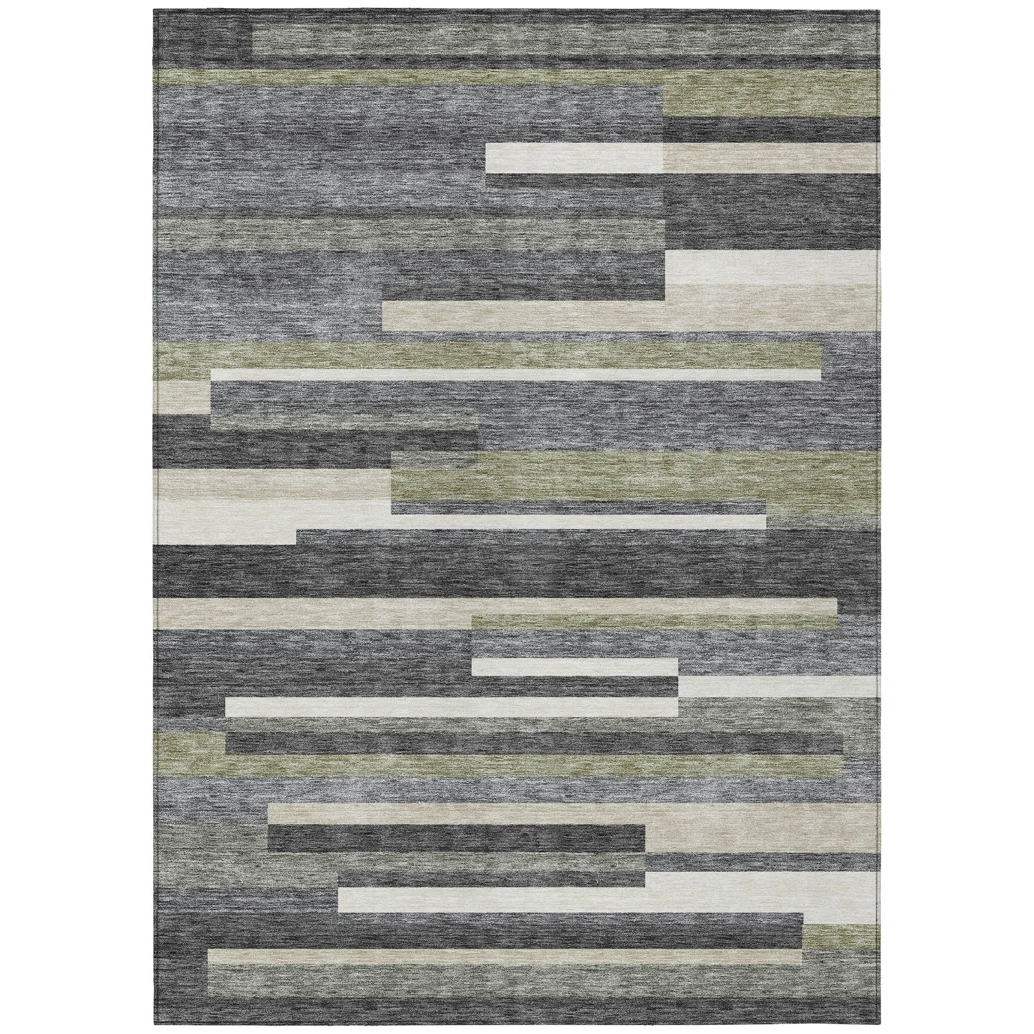 Machine Washable Indoor/ Outdoor Chantille Contempory Stripe Rug