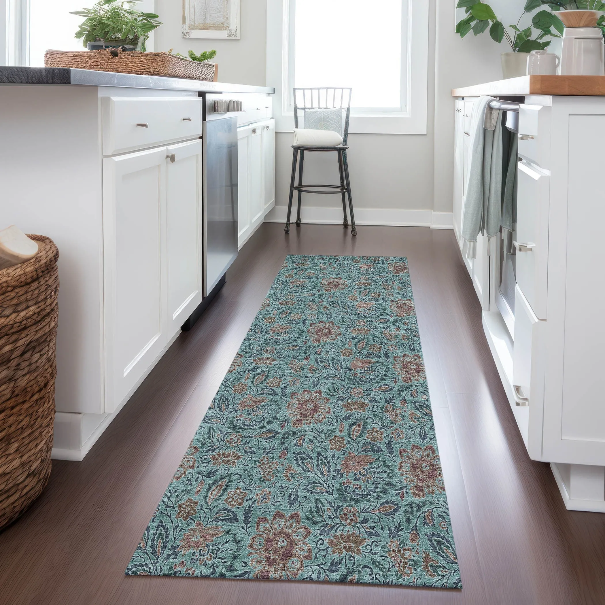 Machine Washable Indoor/ Outdoor Chantille Farmhouse Floral Rug