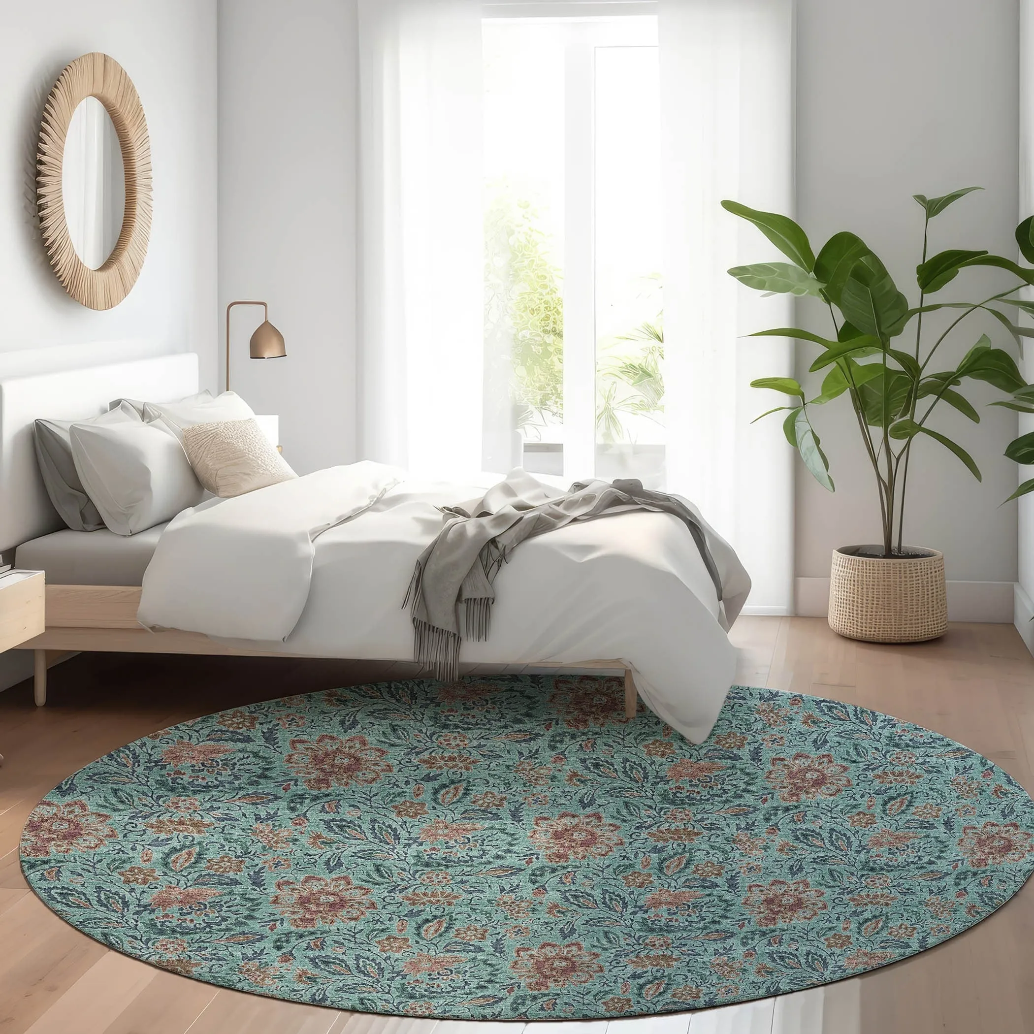 Machine Washable Indoor/ Outdoor Chantille Farmhouse Floral Rug