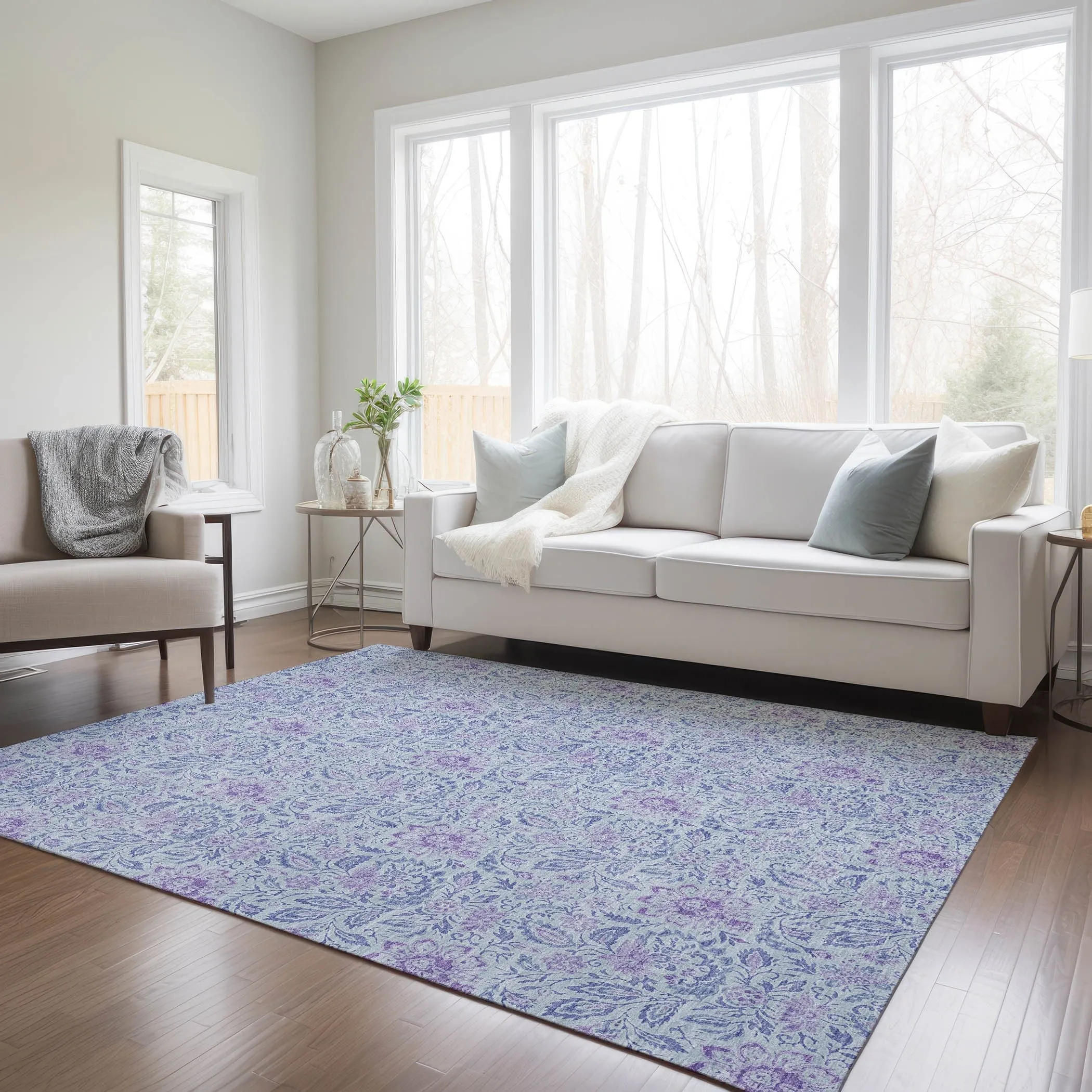 Machine Washable Indoor/ Outdoor Chantille Farmhouse Floral Rug