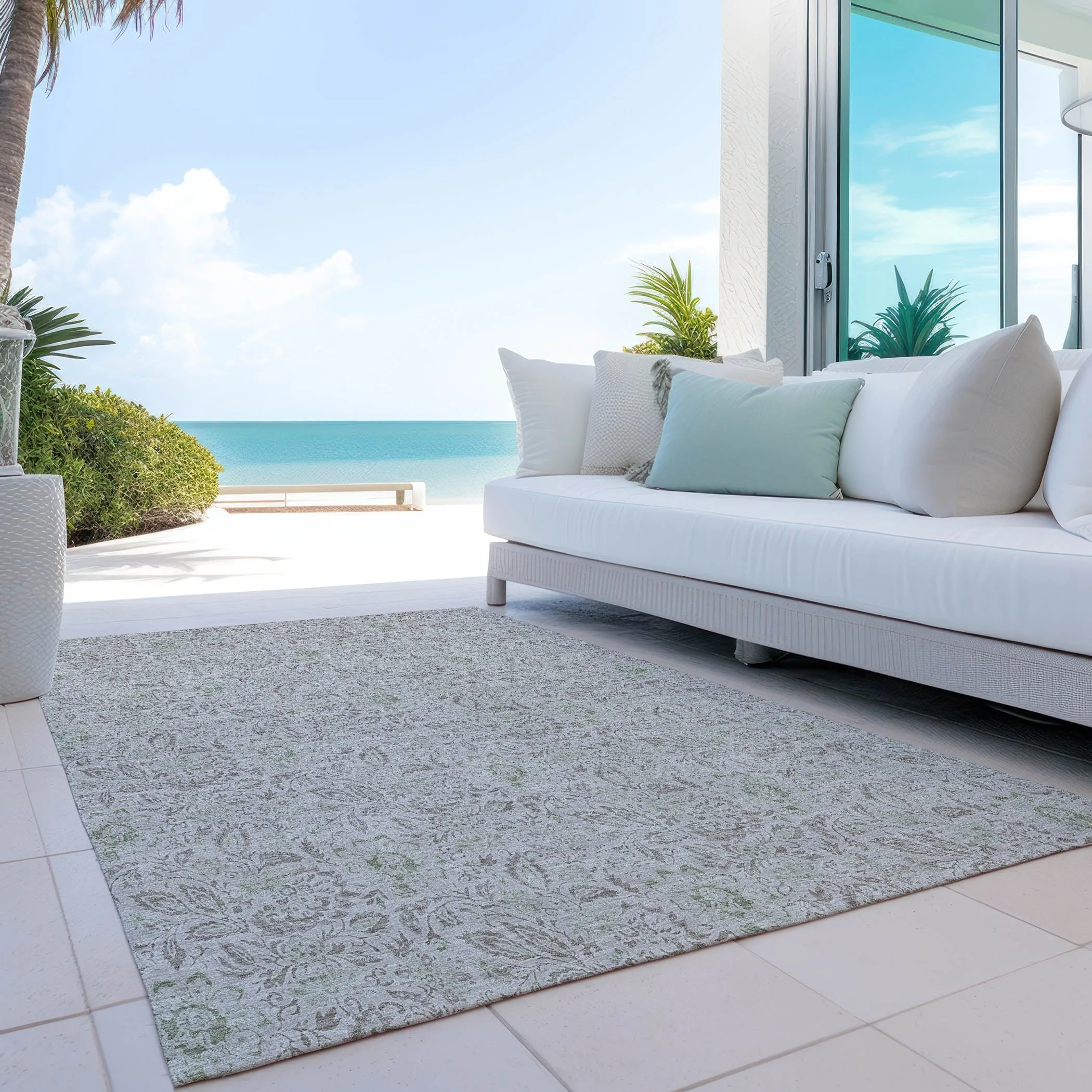 Machine Washable Indoor/ Outdoor Chantille Farmhouse Floral Rug