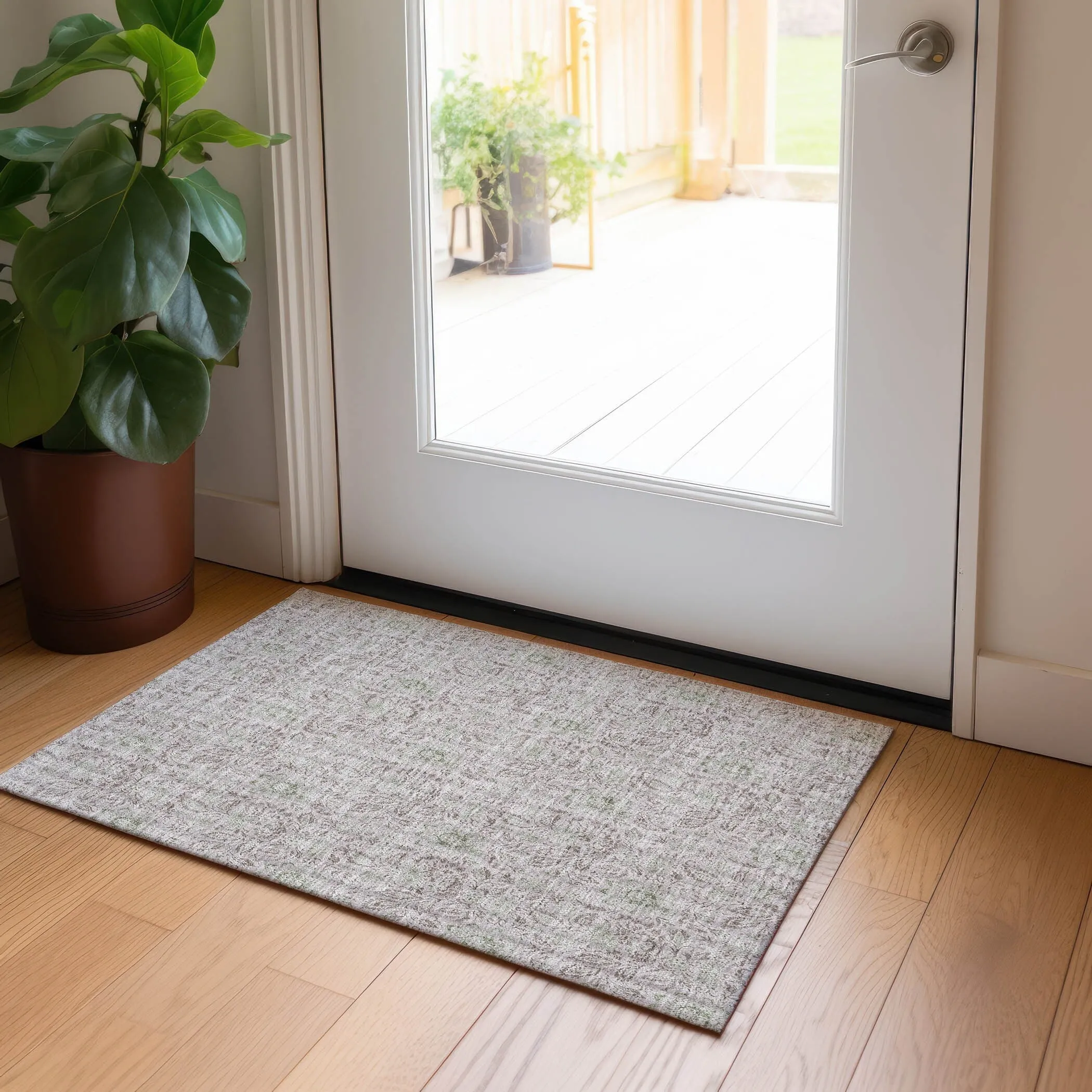 Machine Washable Indoor/ Outdoor Chantille Farmhouse Floral Rug