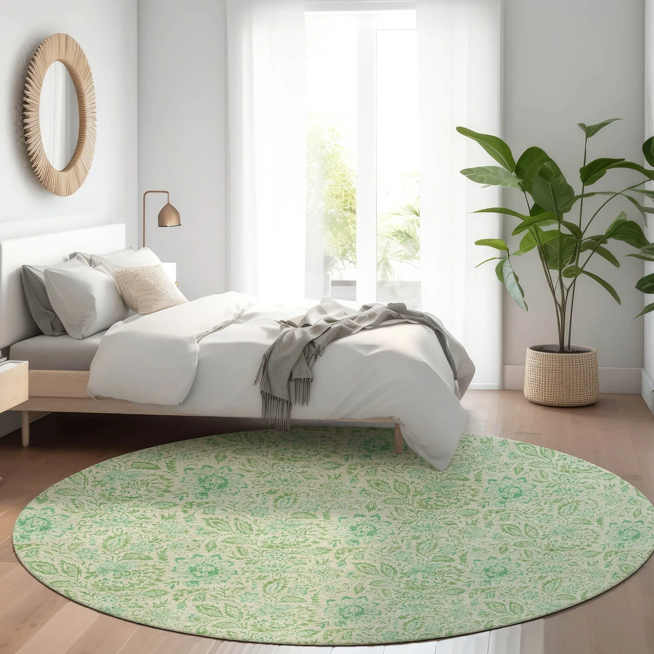 Machine Washable Indoor/ Outdoor Chantille Farmhouse Floral Rug