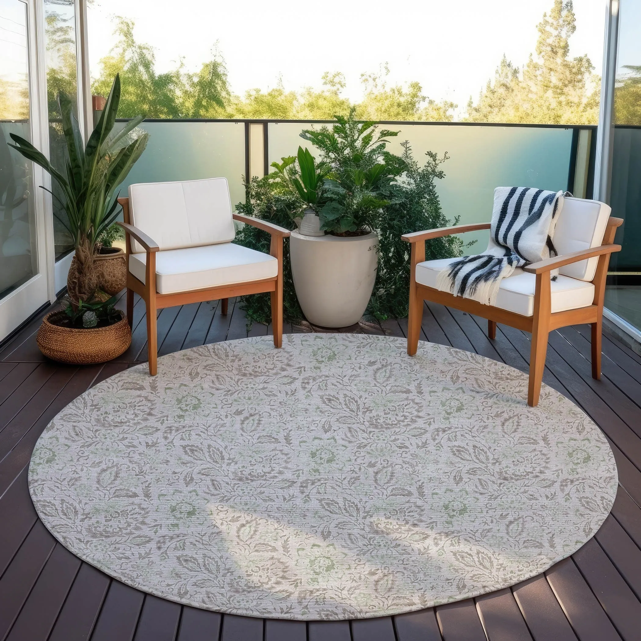 Machine Washable Indoor/ Outdoor Chantille Farmhouse Floral Rug