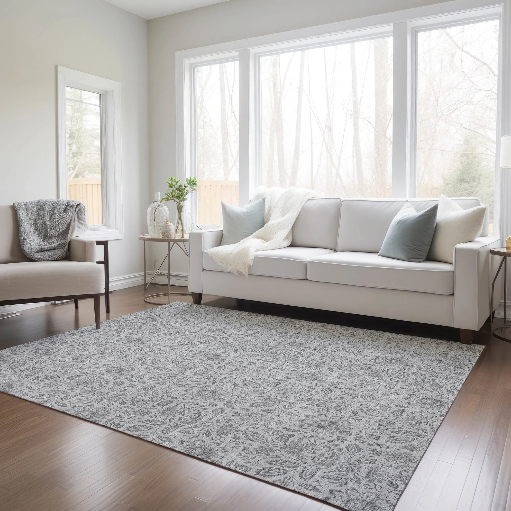 Machine Washable Indoor/ Outdoor Chantille Farmhouse Floral Rug