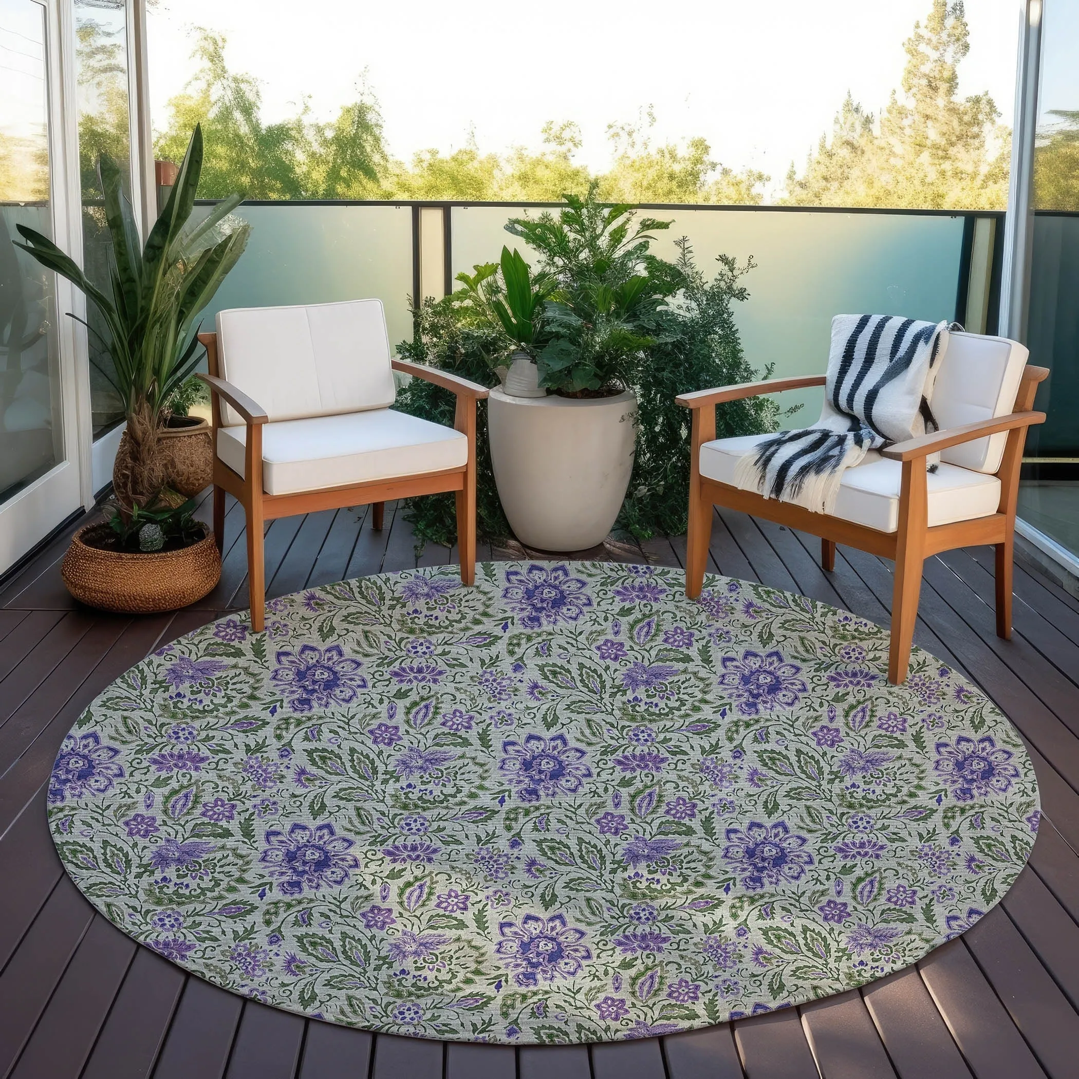 Machine Washable Indoor/ Outdoor Chantille Farmhouse Floral Rug