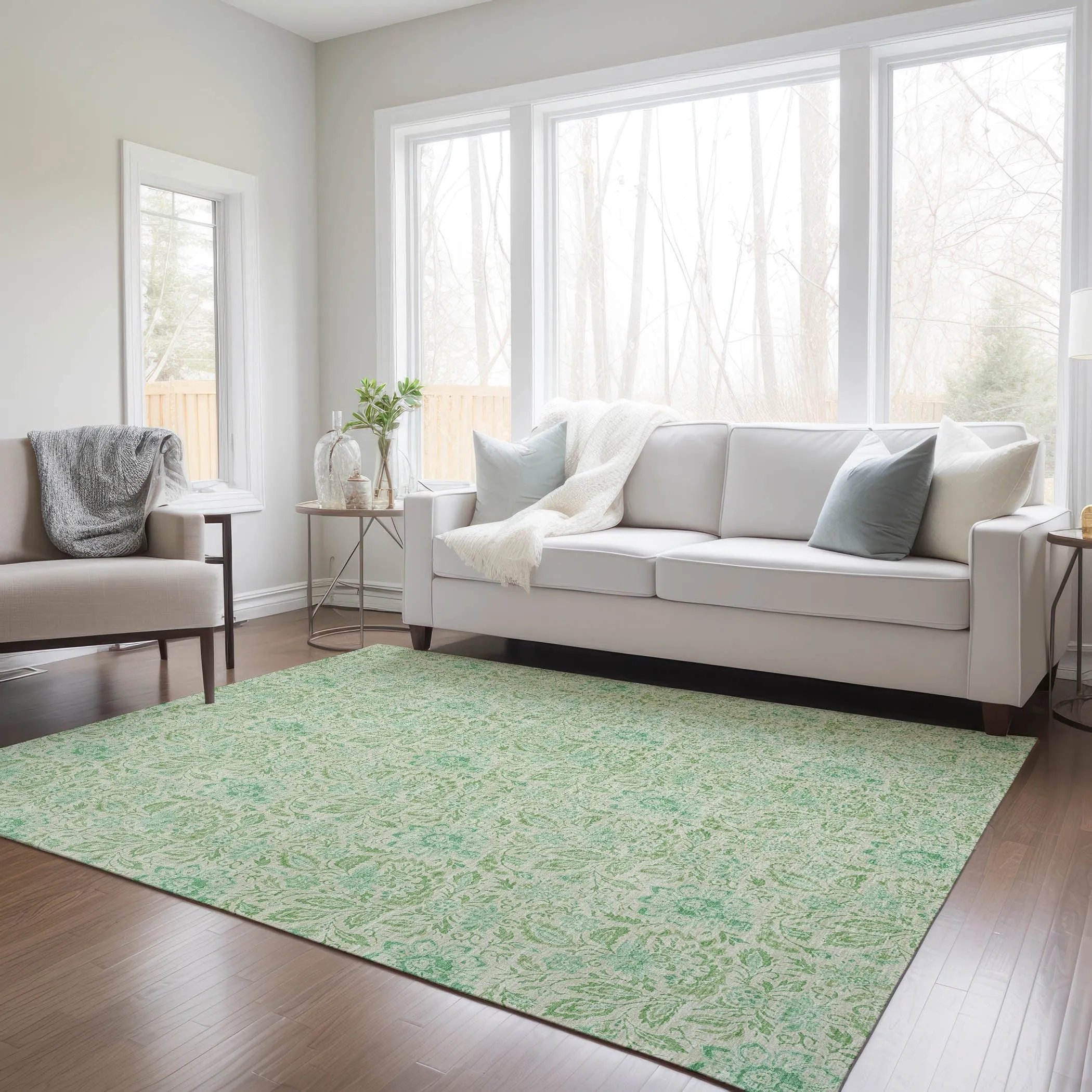 Machine Washable Indoor/ Outdoor Chantille Farmhouse Floral Rug