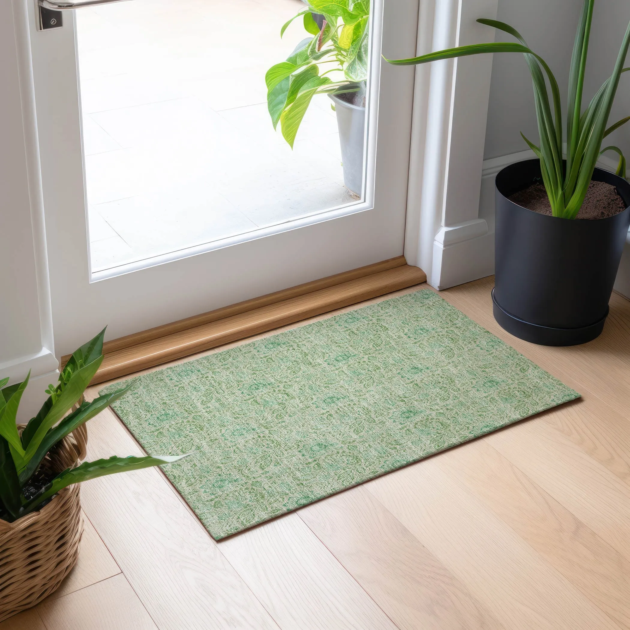 Machine Washable Indoor/ Outdoor Chantille Farmhouse Floral Rug