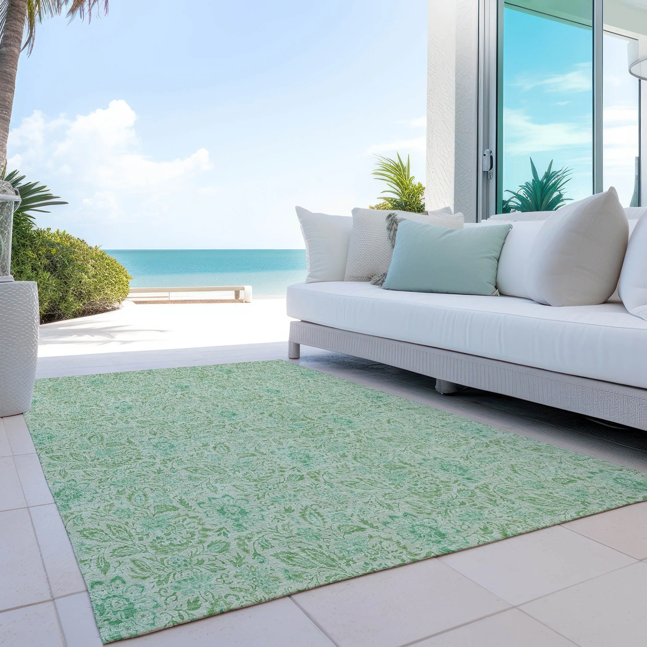 Machine Washable Indoor/ Outdoor Chantille Farmhouse Floral Rug