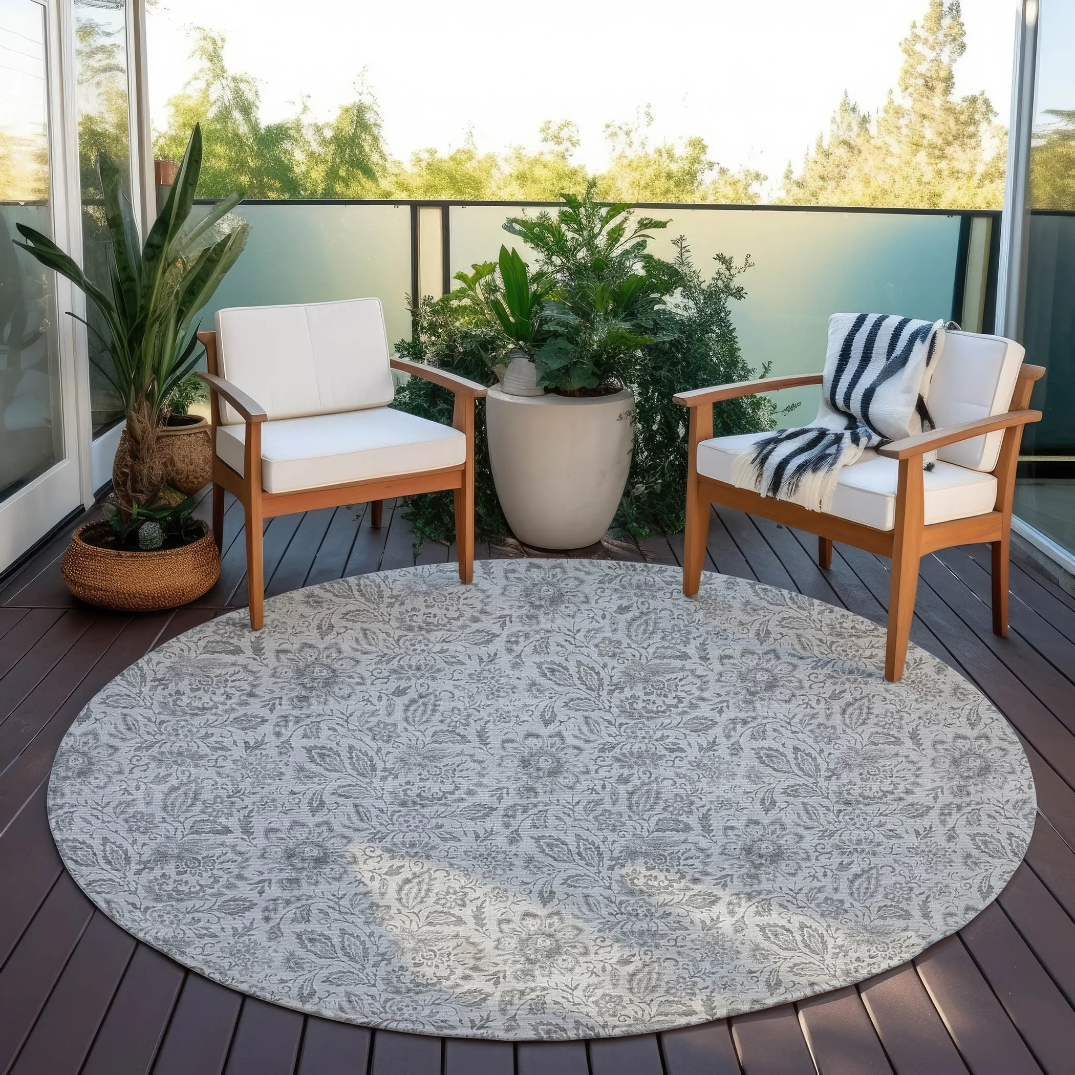 Machine Washable Indoor/ Outdoor Chantille Farmhouse Floral Rug