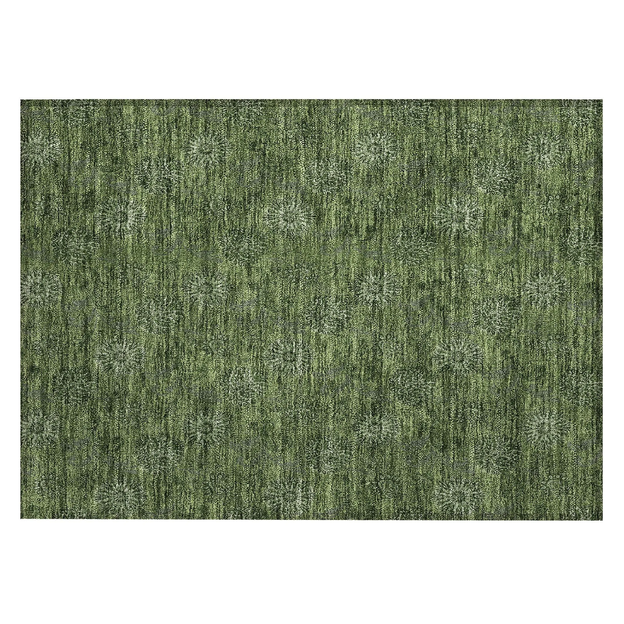 Machine Washable Indoor/ Outdoor Chantille Floral Burst Rug