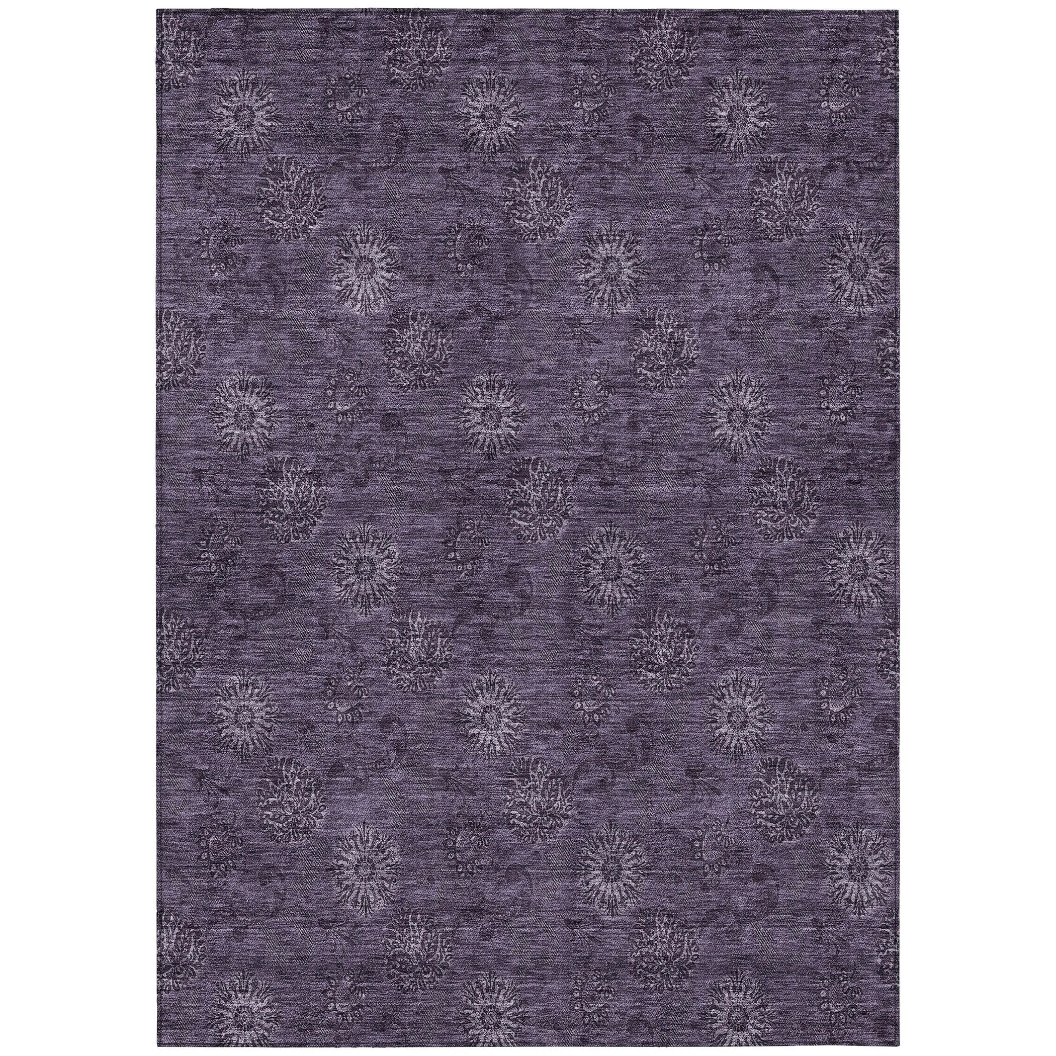 Machine Washable Indoor/ Outdoor Chantille Floral Burst Rug
