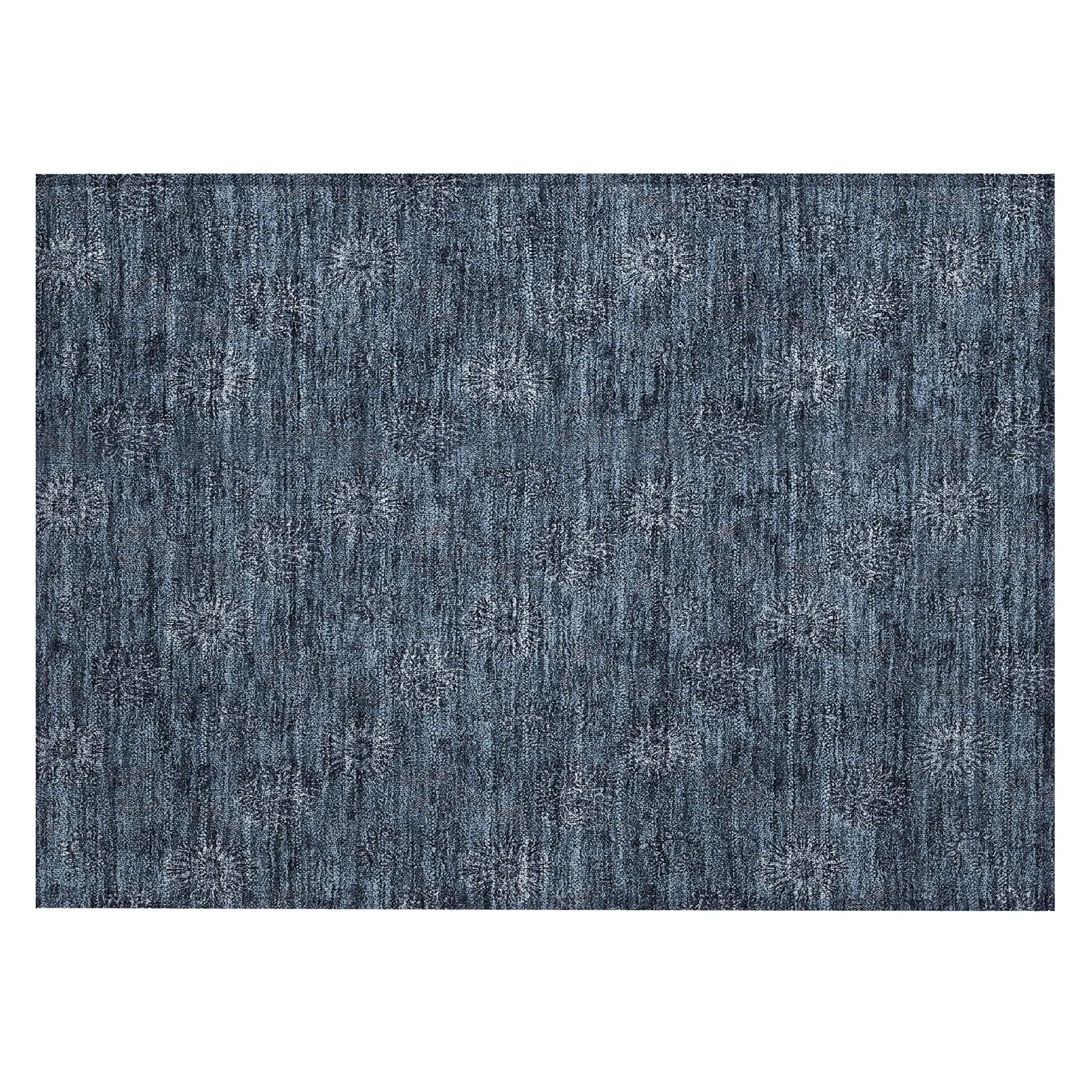 Machine Washable Indoor/ Outdoor Chantille Floral Burst Rug