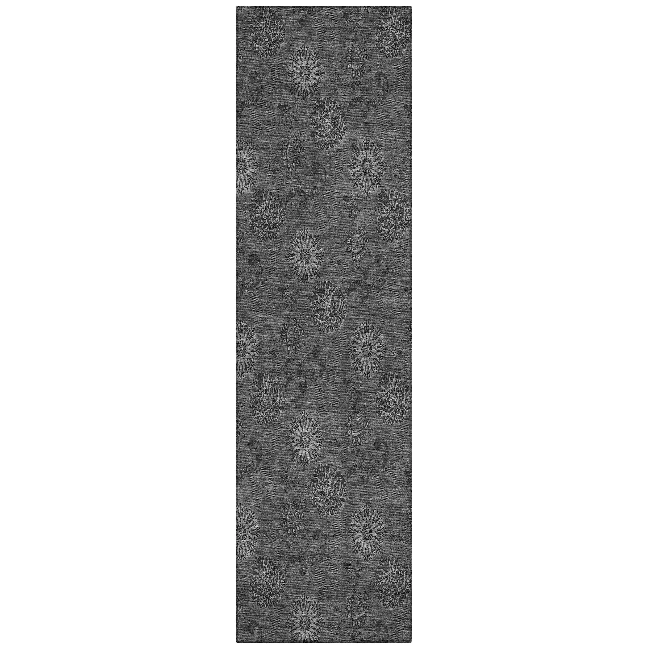 Machine Washable Indoor/ Outdoor Chantille Floral Burst Rug