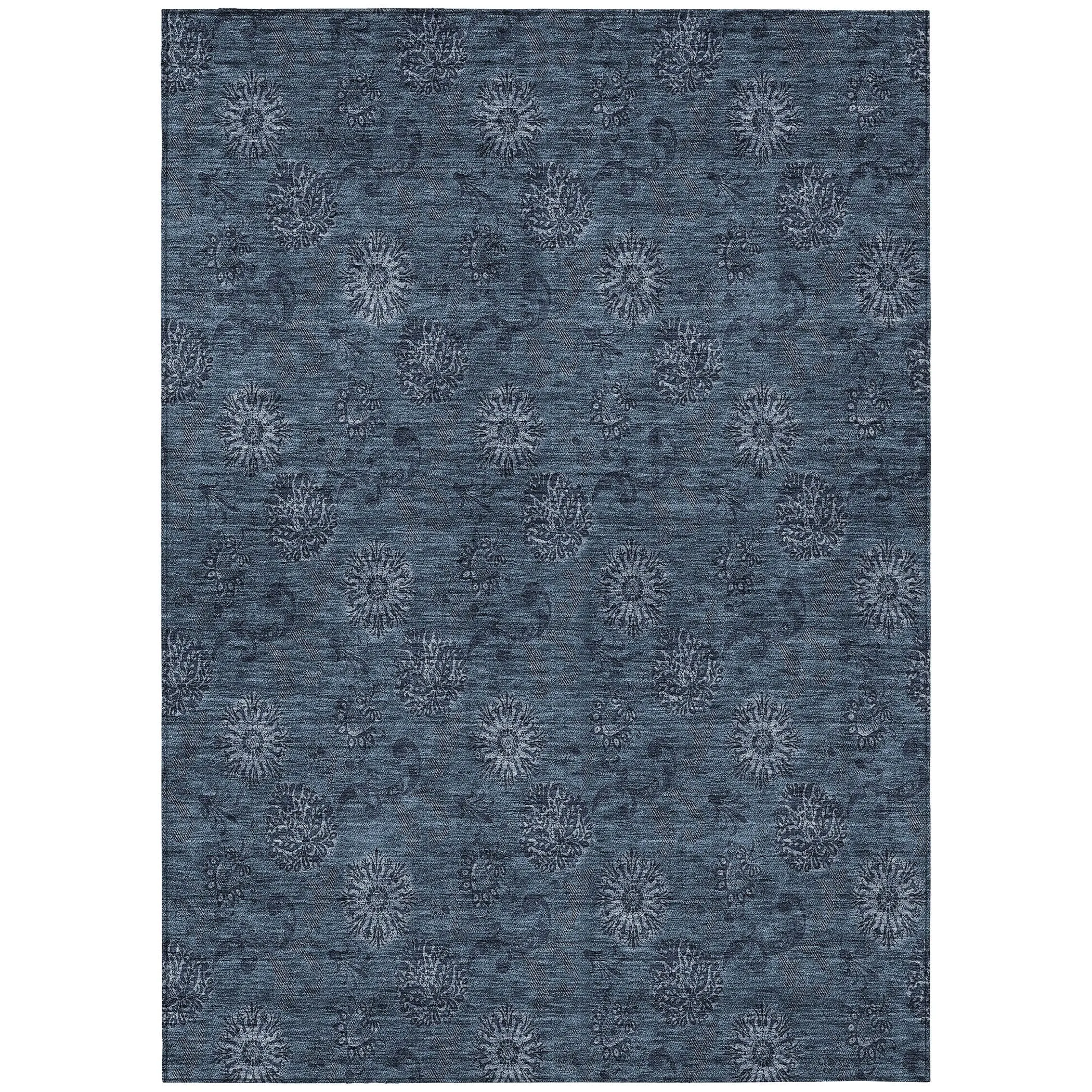Machine Washable Indoor/ Outdoor Chantille Floral Burst Rug