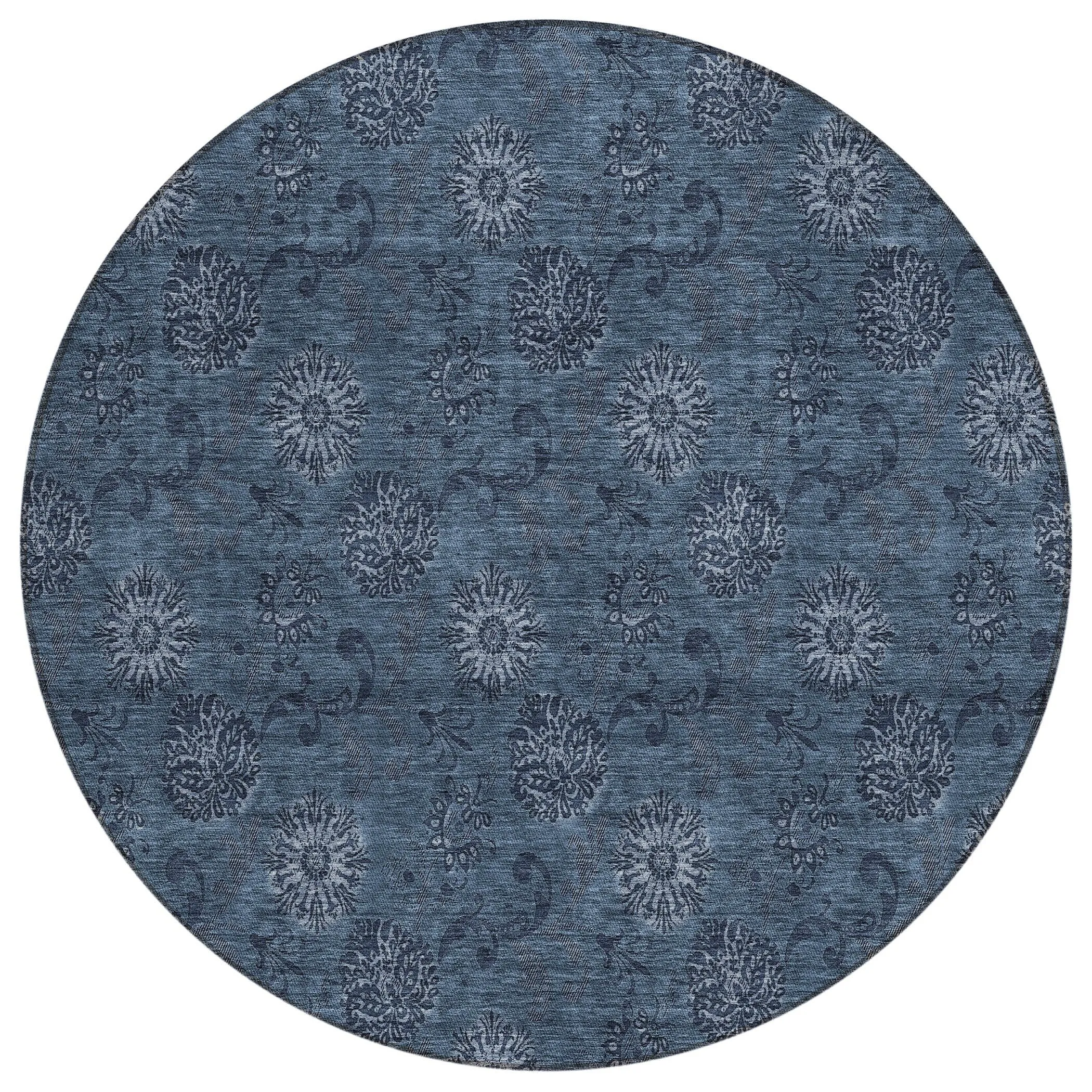 Machine Washable Indoor/ Outdoor Chantille Floral Burst Rug