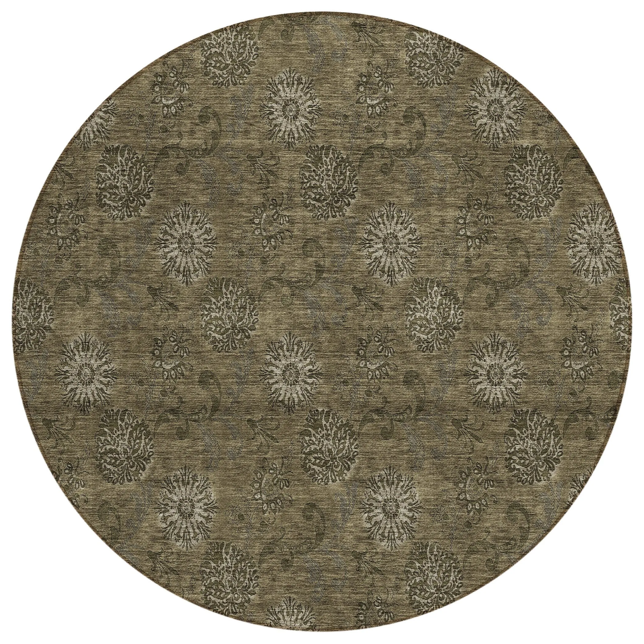 Machine Washable Indoor/ Outdoor Chantille Floral Burst Rug