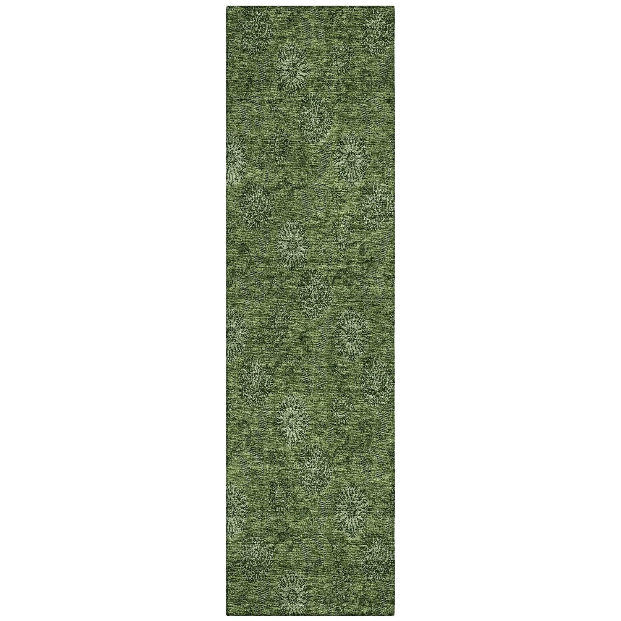 Machine Washable Indoor/ Outdoor Chantille Floral Burst Rug