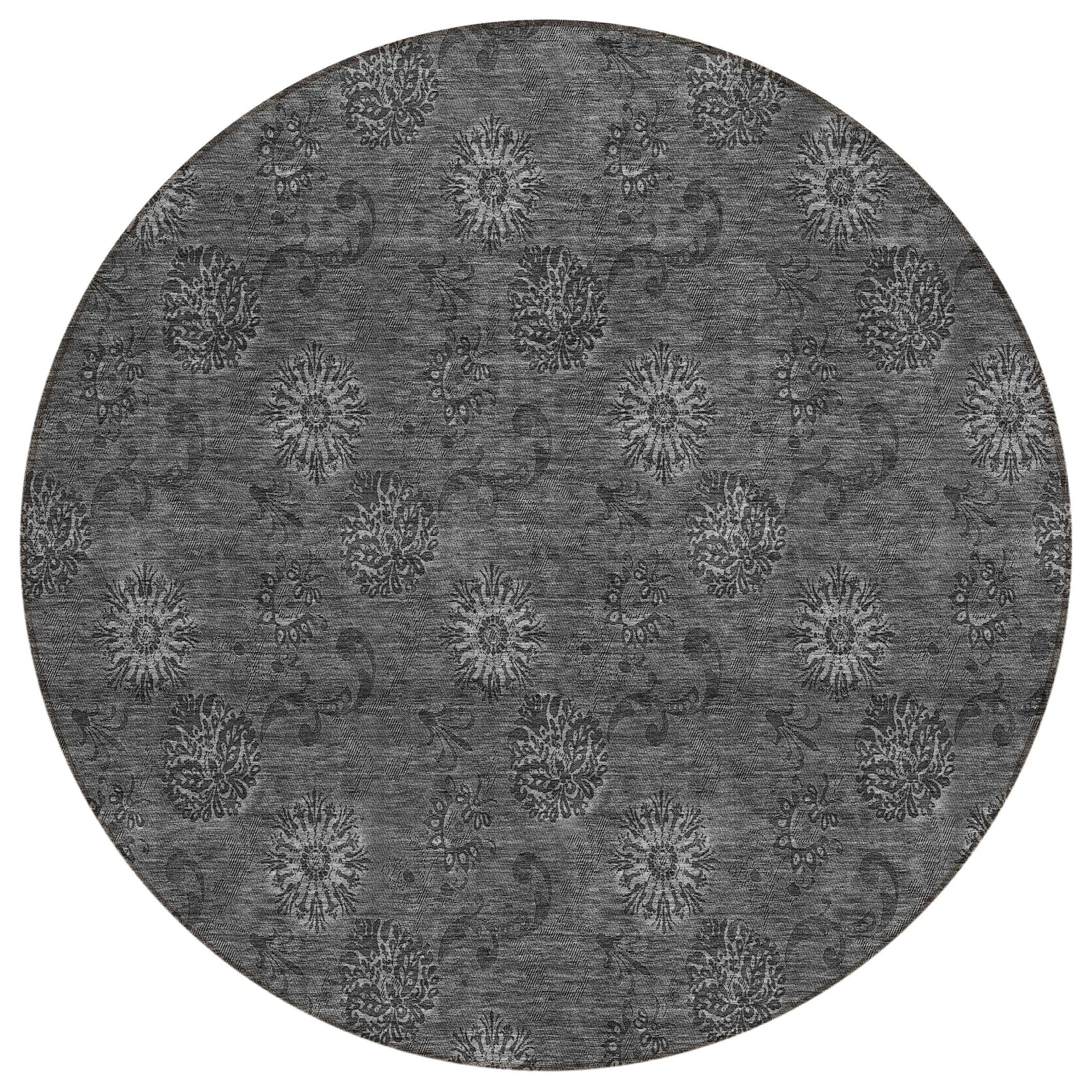 Machine Washable Indoor/ Outdoor Chantille Floral Burst Rug