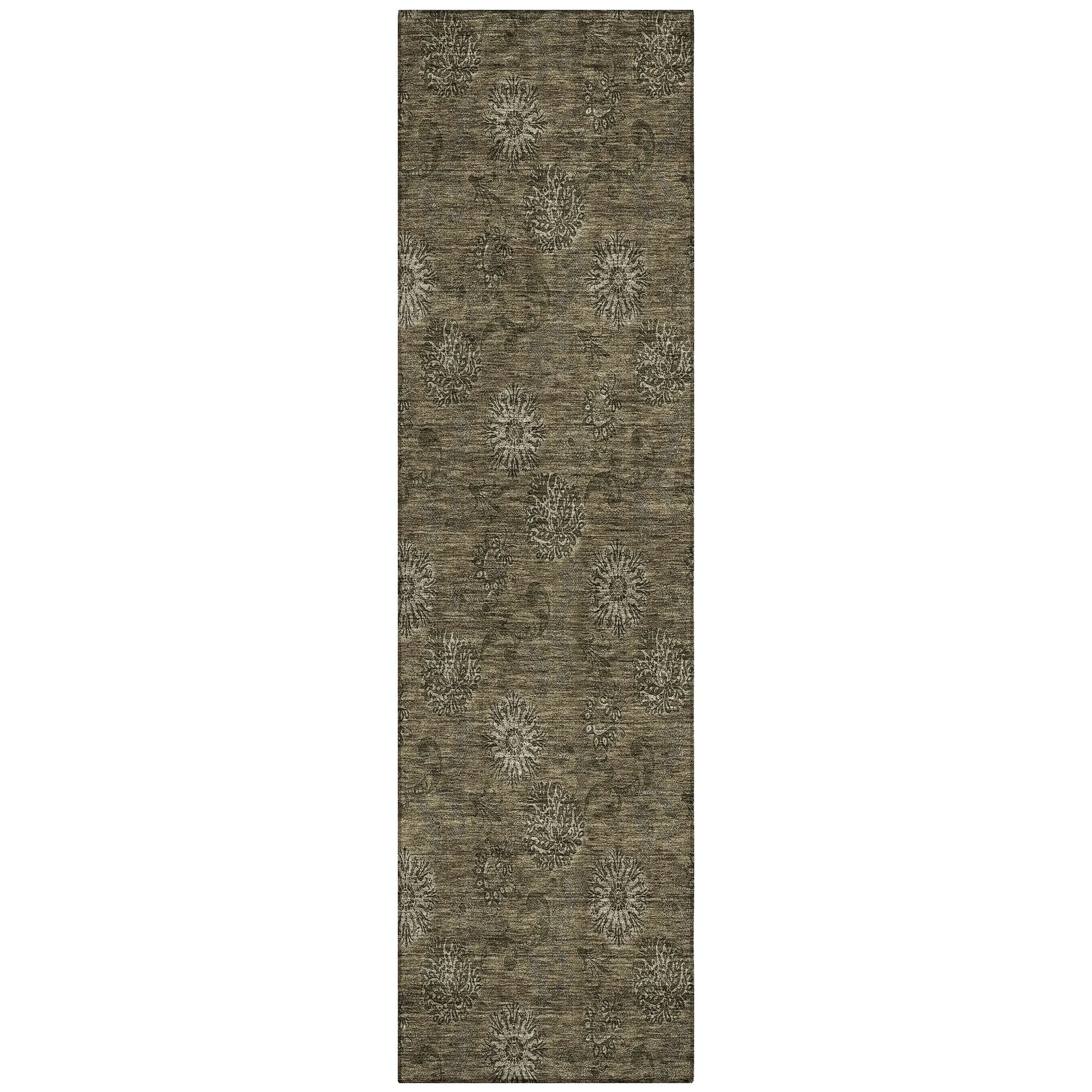 Machine Washable Indoor/ Outdoor Chantille Floral Burst Rug