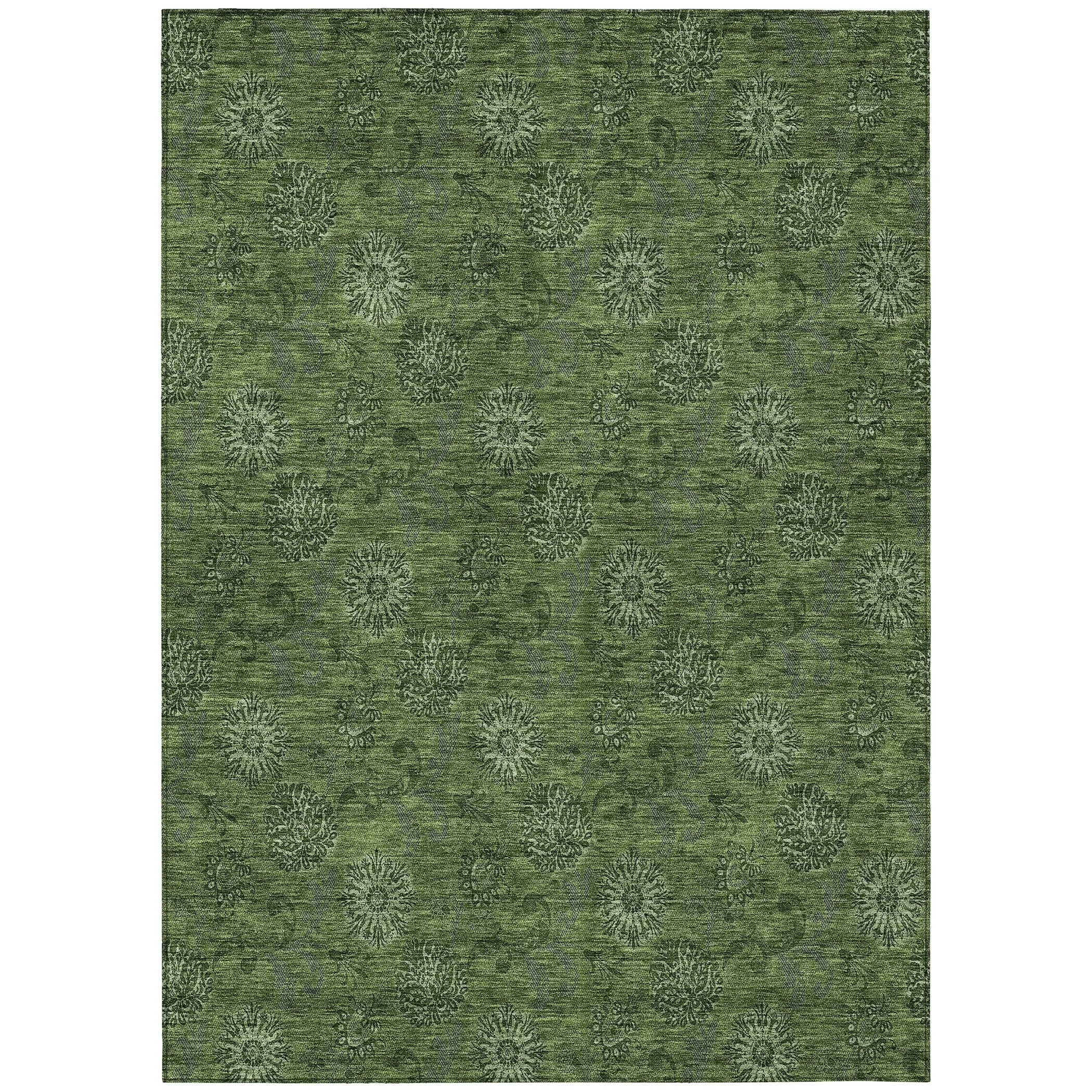 Machine Washable Indoor/ Outdoor Chantille Floral Burst Rug