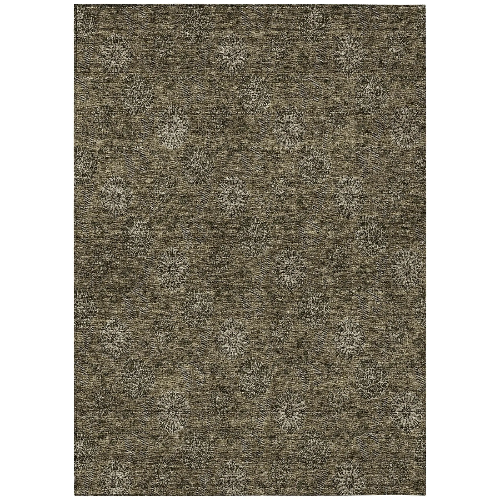 Machine Washable Indoor/ Outdoor Chantille Floral Burst Rug