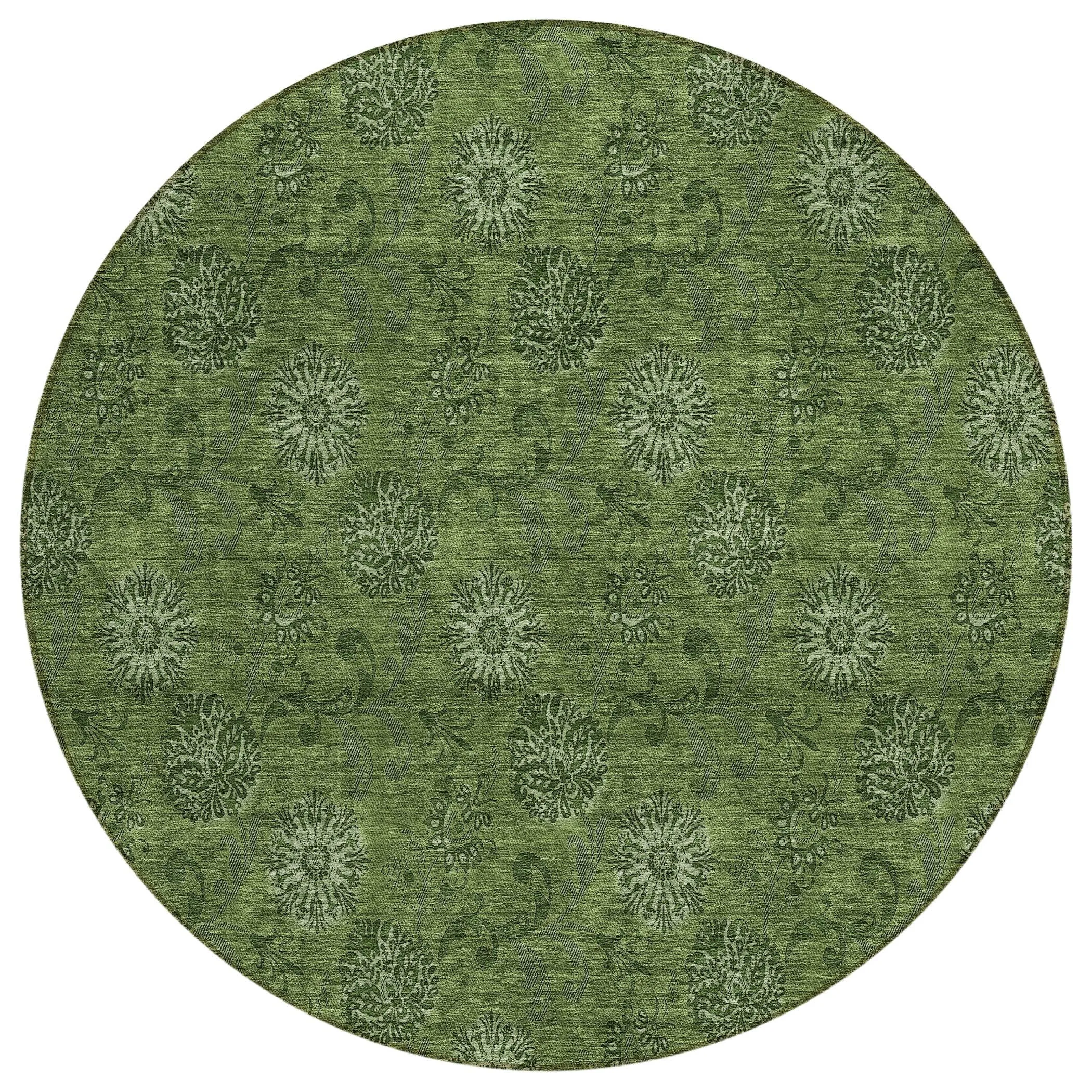 Machine Washable Indoor/ Outdoor Chantille Floral Burst Rug