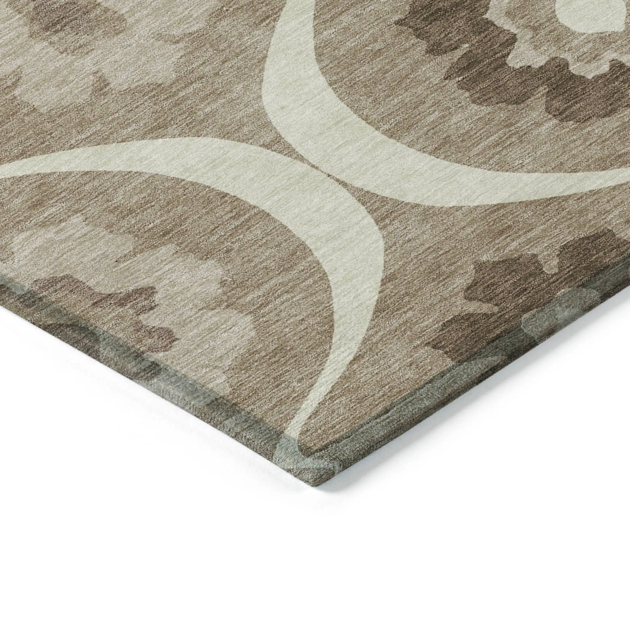 Machine Washable Indoor/ Outdoor Chantille Floral Geo Rug