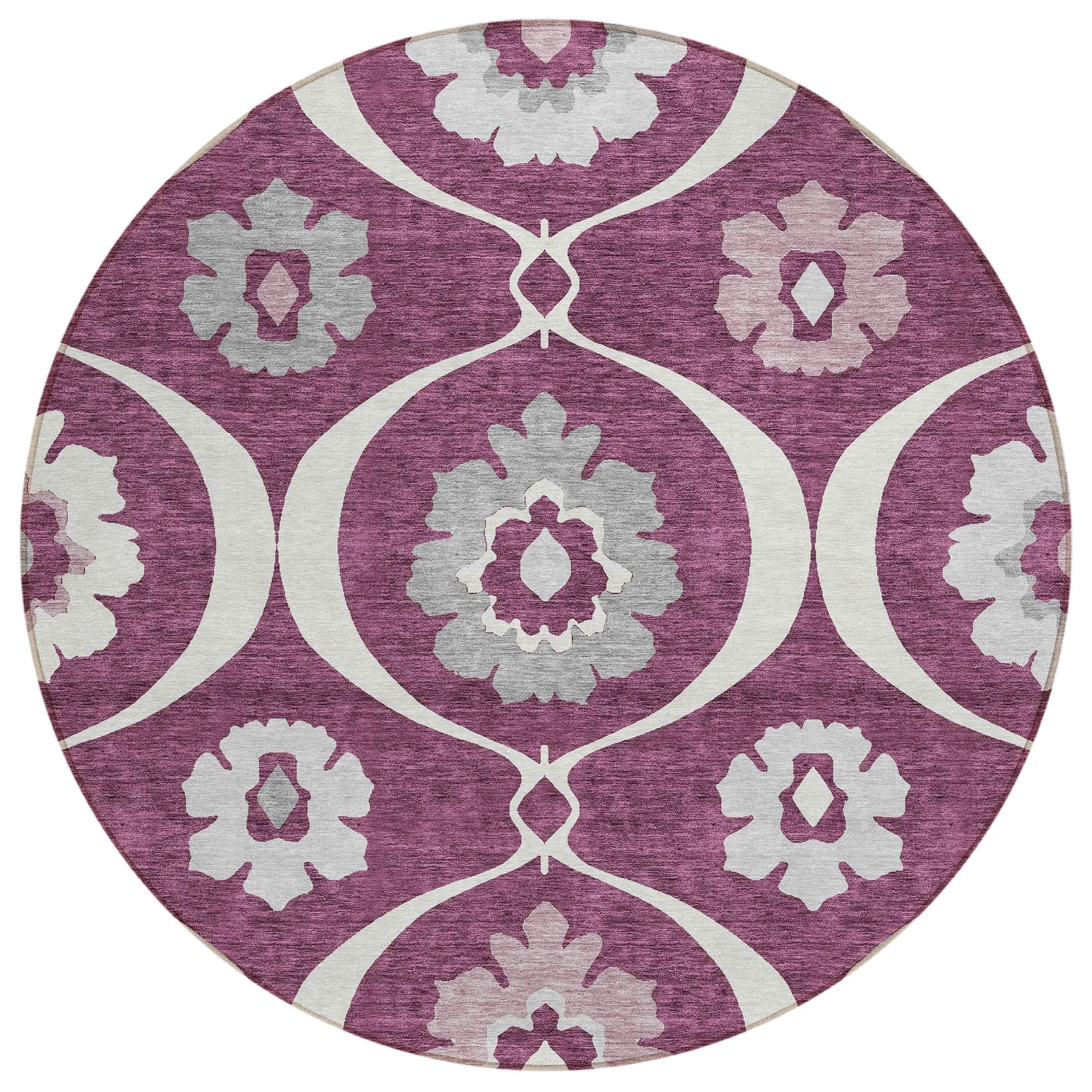 Machine Washable Indoor/ Outdoor Chantille Floral Geo Rug