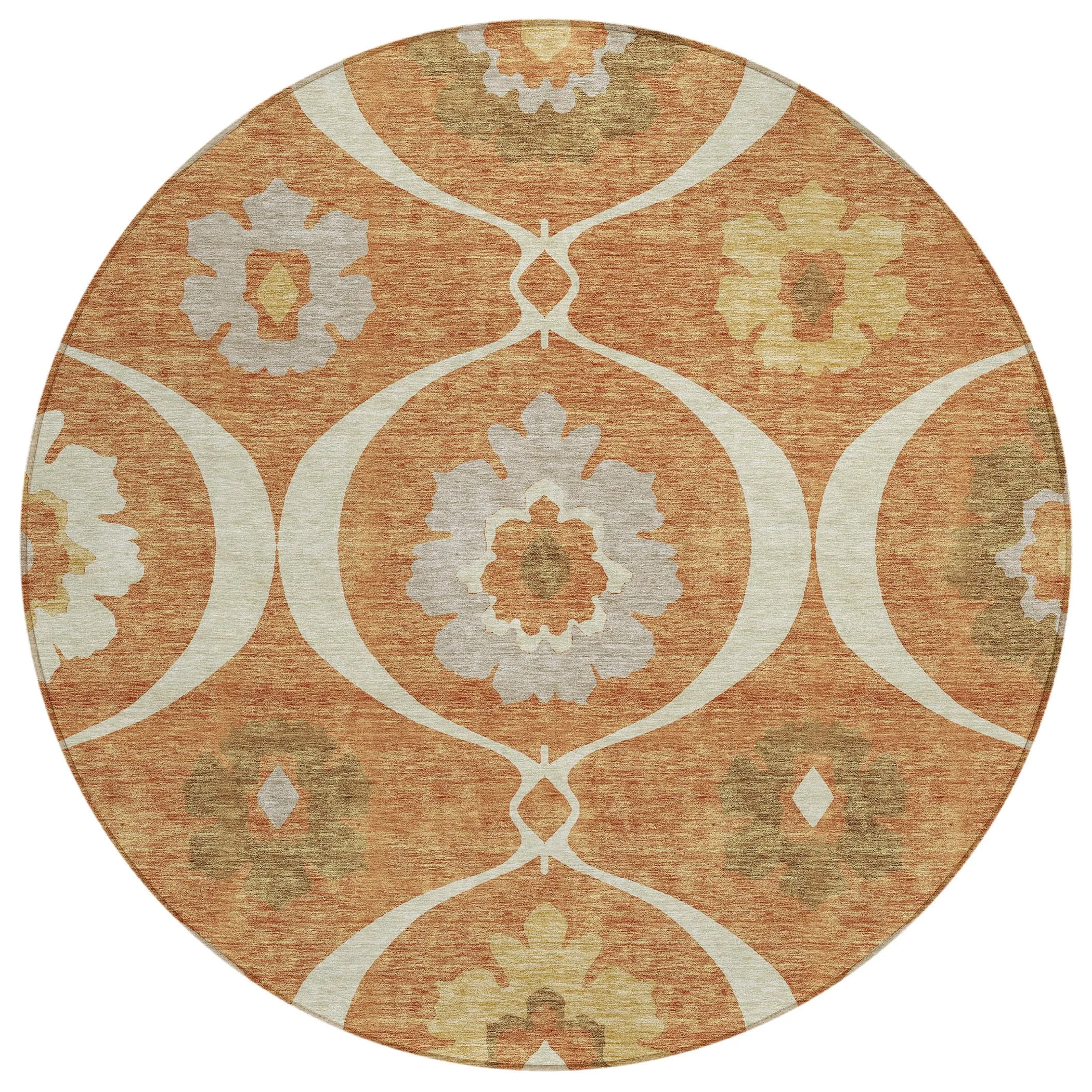 Machine Washable Indoor/ Outdoor Chantille Floral Geo Rug