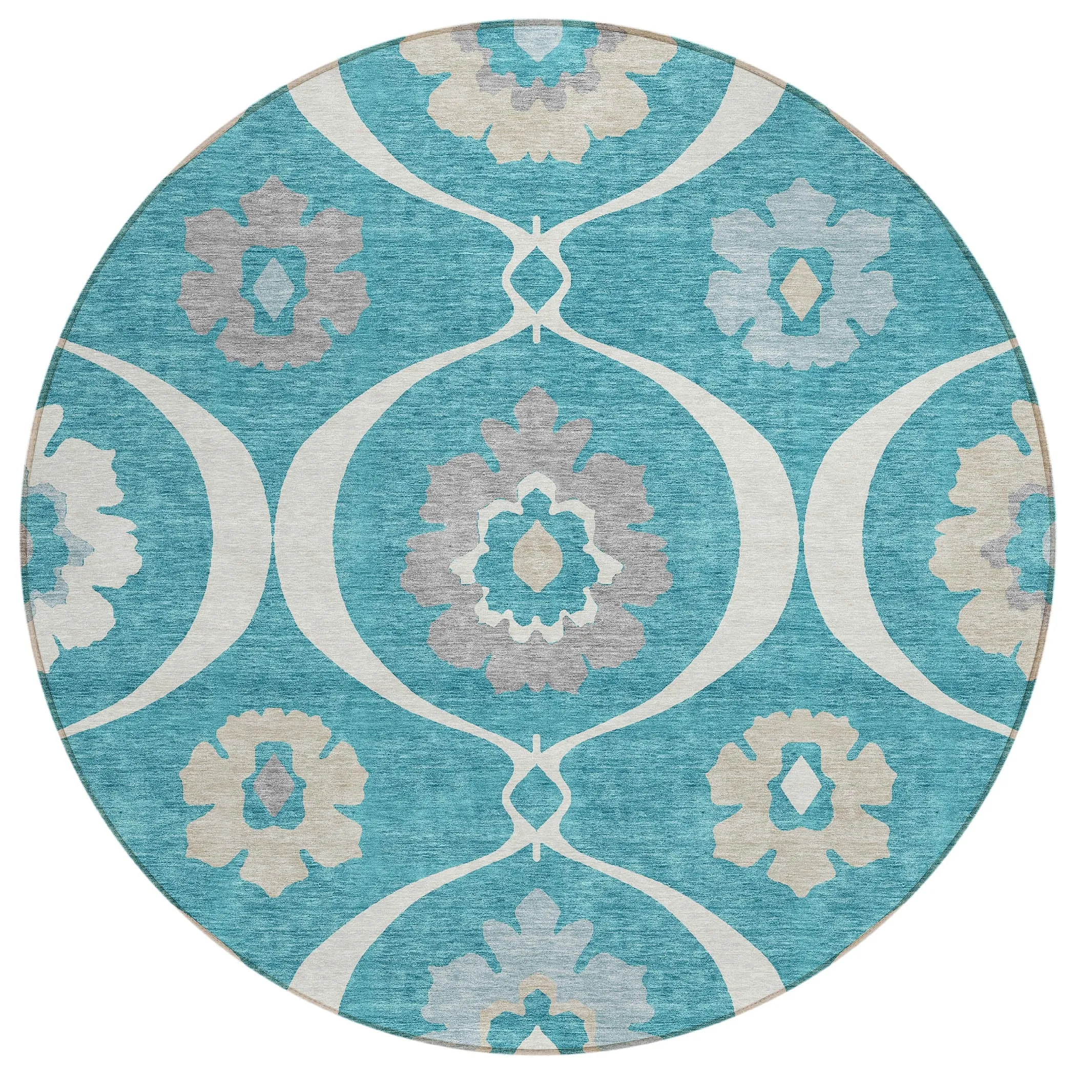 Machine Washable Indoor/ Outdoor Chantille Floral Geo Rug