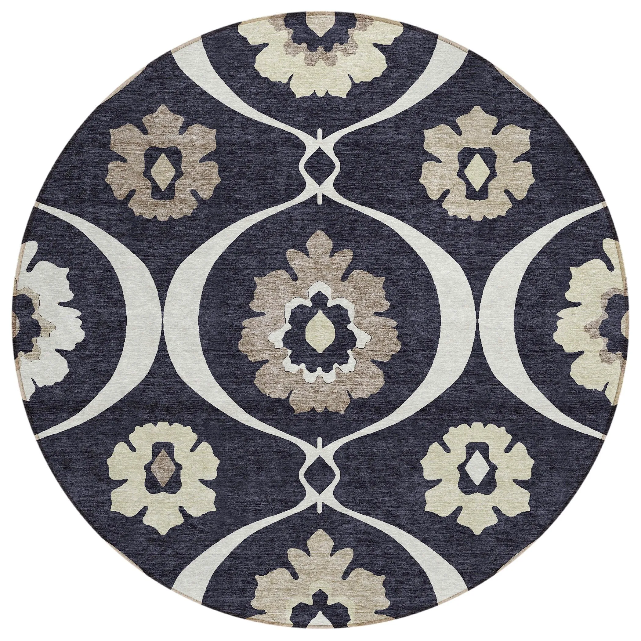 Machine Washable Indoor/ Outdoor Chantille Floral Geo Rug