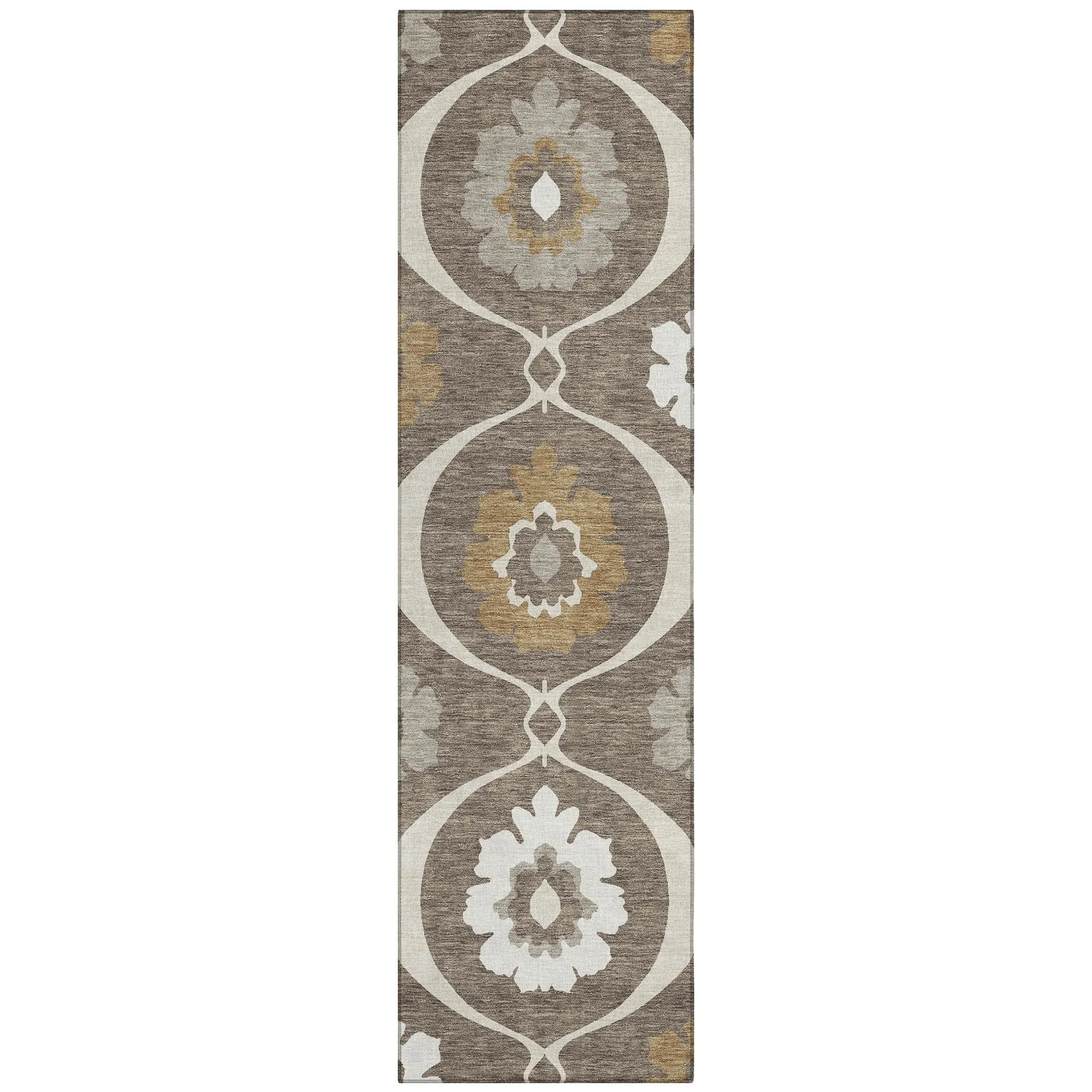 Machine Washable Indoor/ Outdoor Chantille Floral Geo Rug