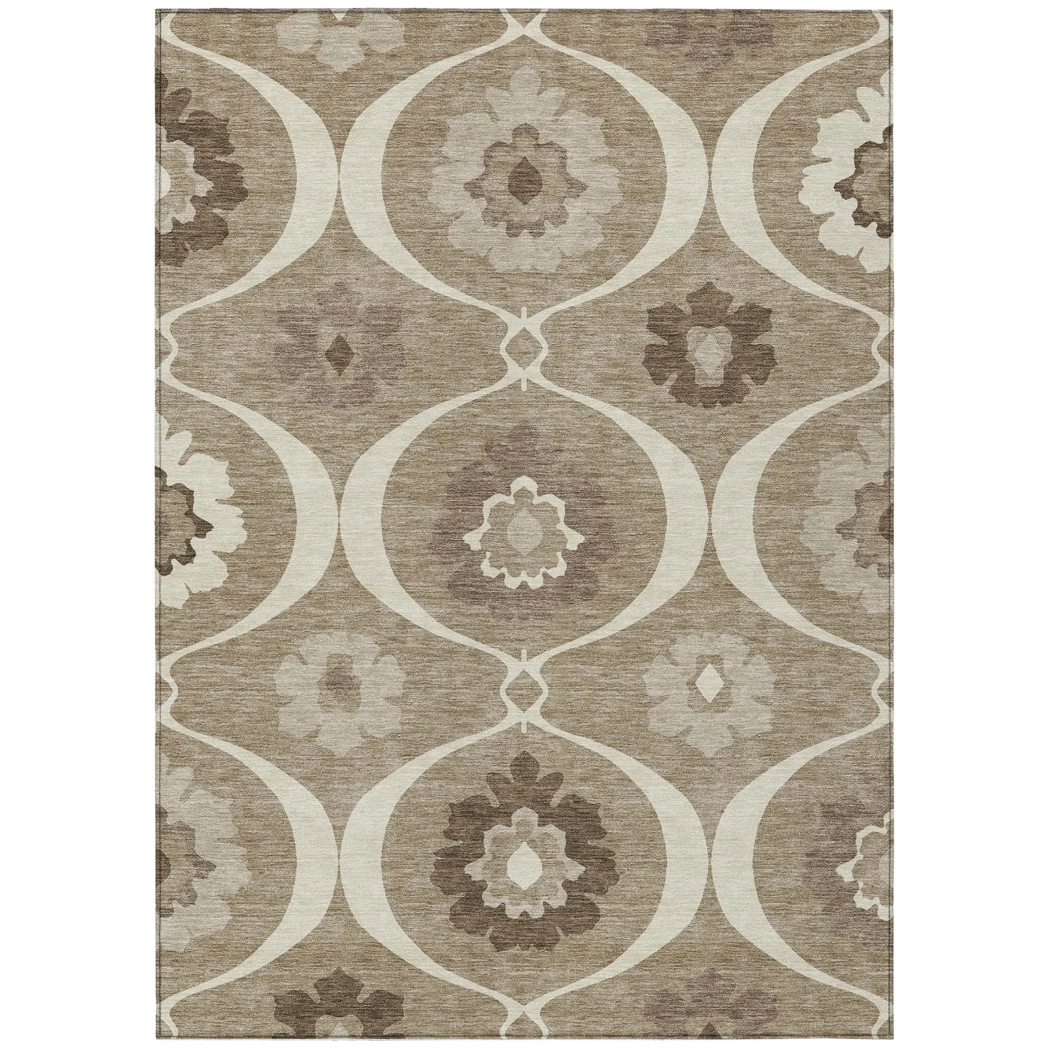 Machine Washable Indoor/ Outdoor Chantille Floral Geo Rug