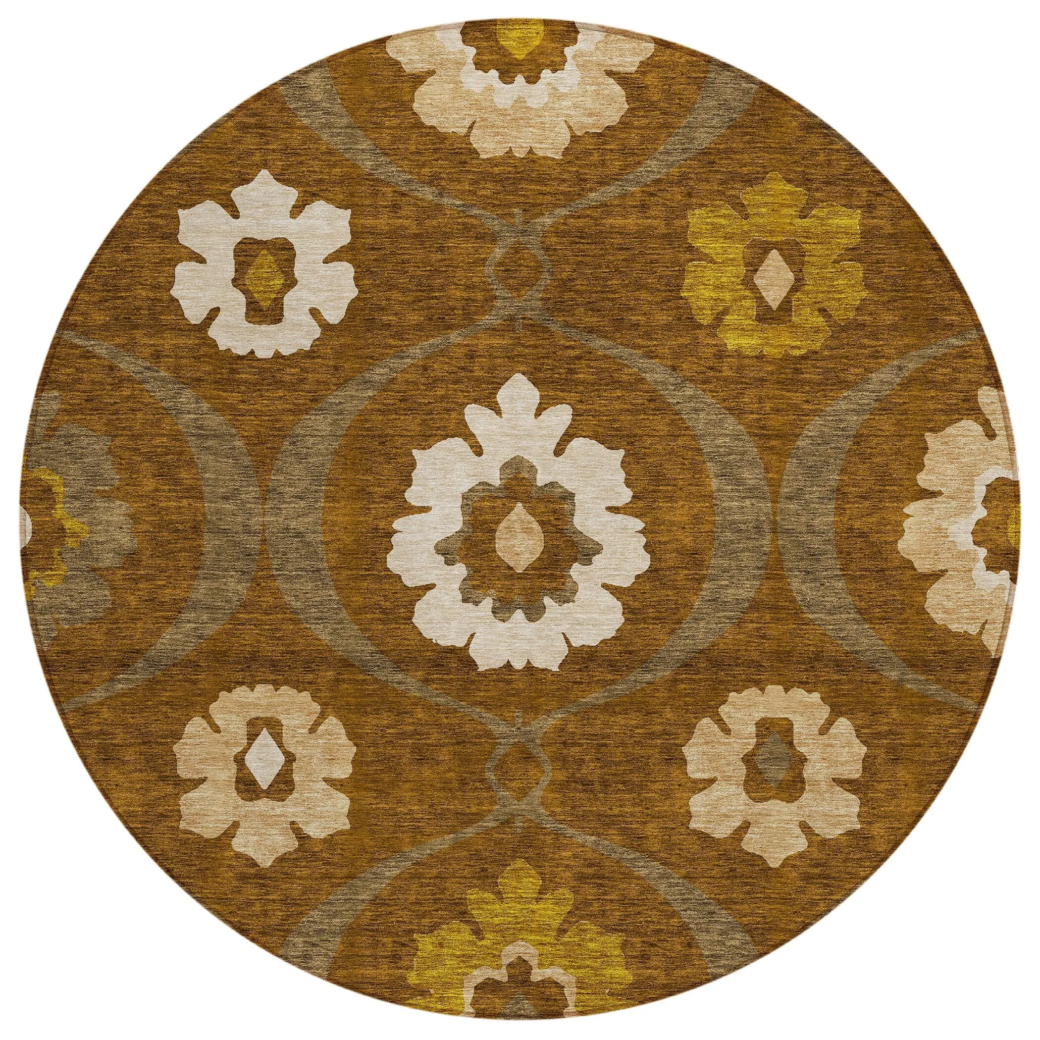 Machine Washable Indoor/ Outdoor Chantille Floral Geo Rug