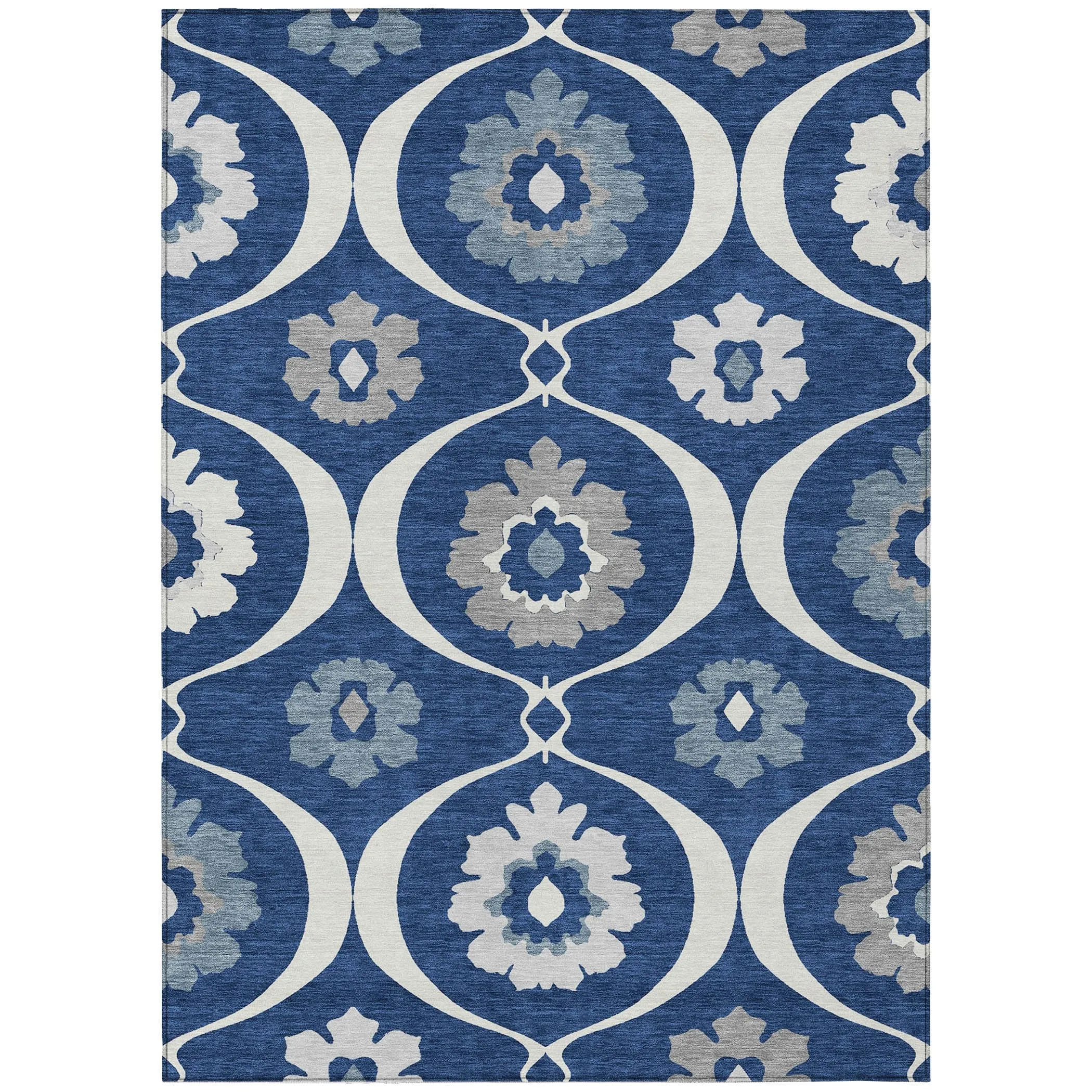Machine Washable Indoor/ Outdoor Chantille Floral Geo Rug