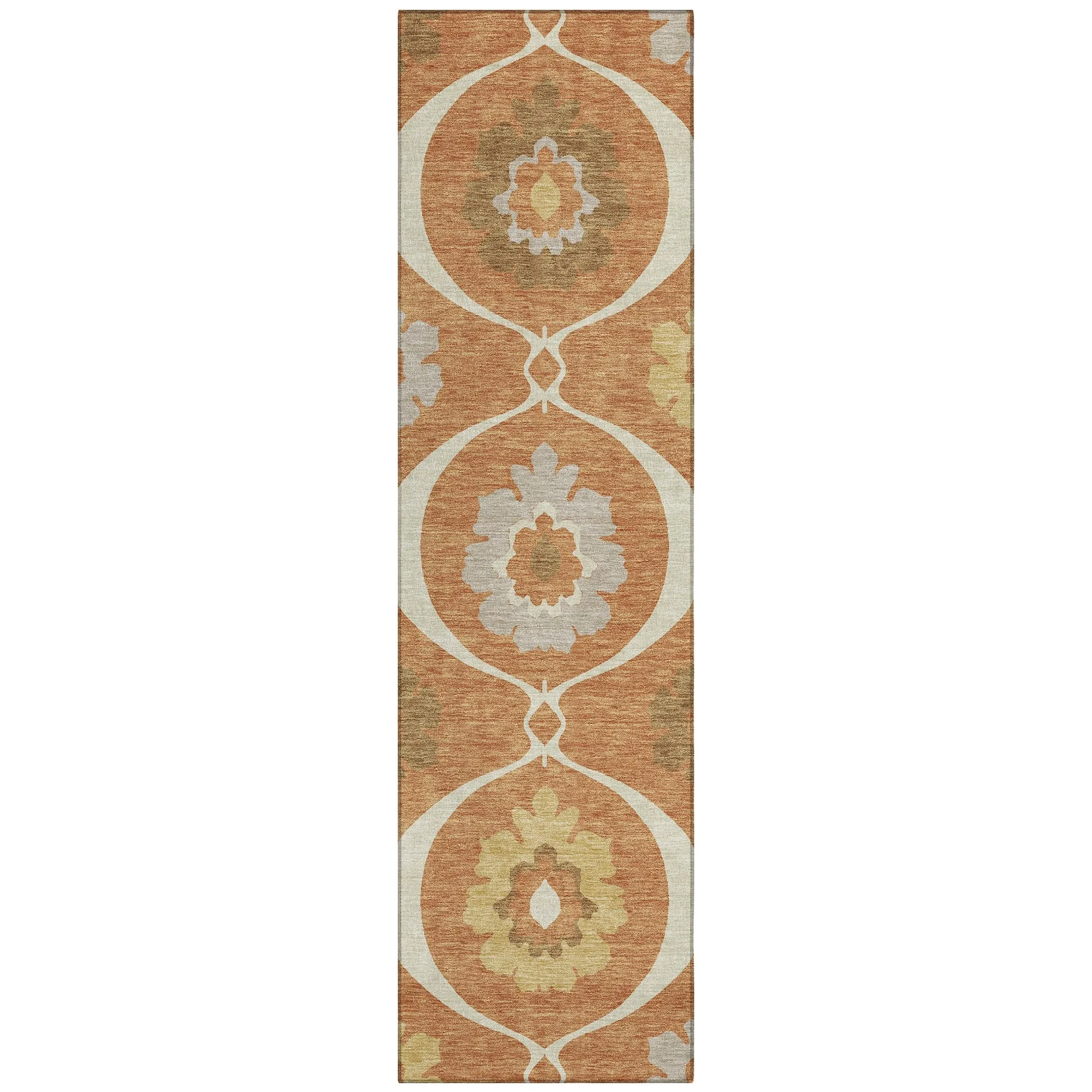 Machine Washable Indoor/ Outdoor Chantille Floral Geo Rug