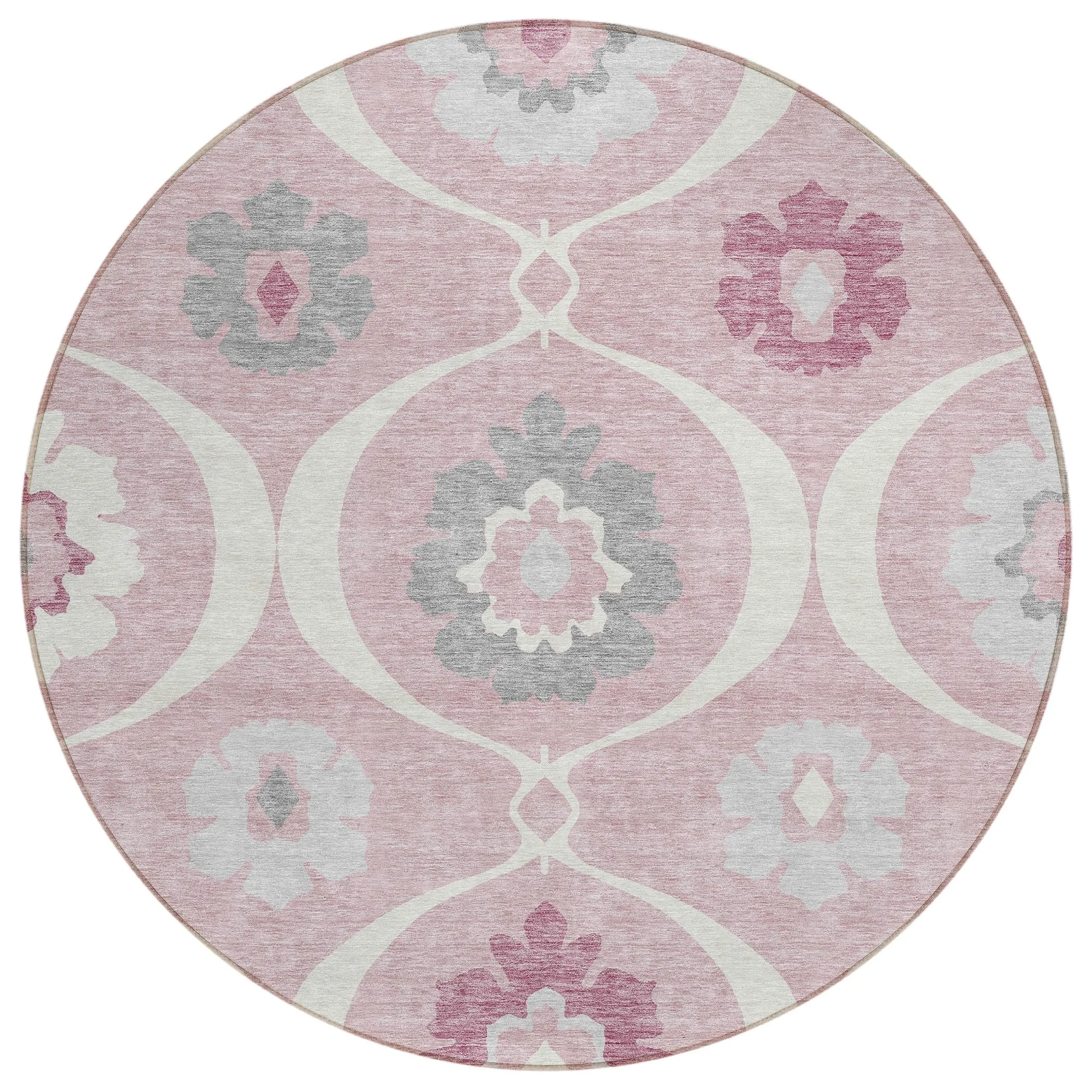 Machine Washable Indoor/ Outdoor Chantille Floral Geo Rug