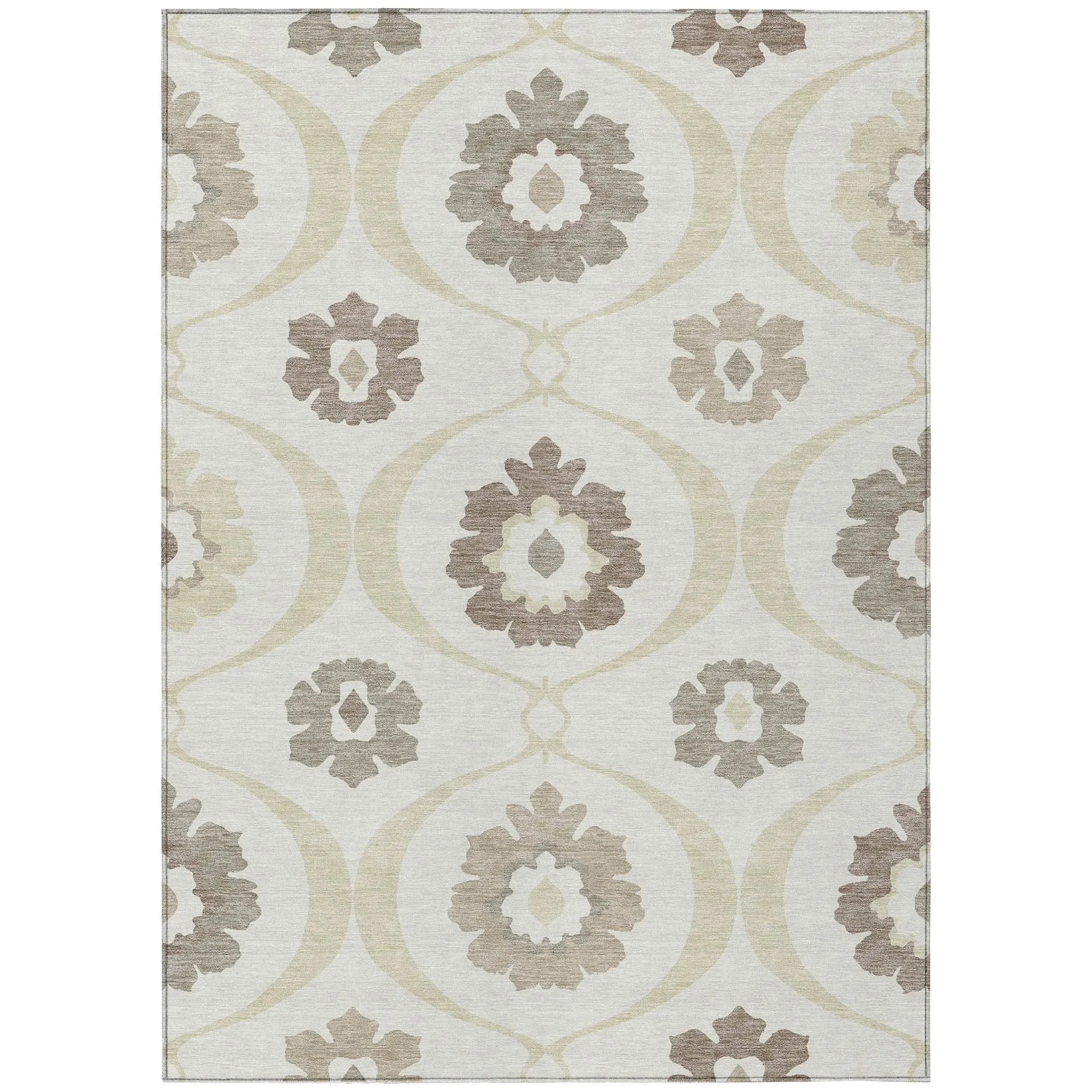 Machine Washable Indoor/ Outdoor Chantille Floral Geo Rug