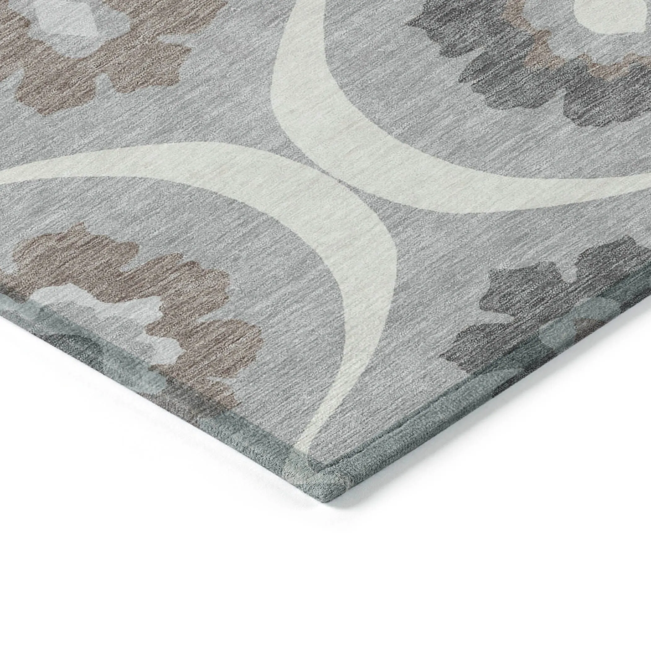 Machine Washable Indoor/ Outdoor Chantille Floral Geo Rug